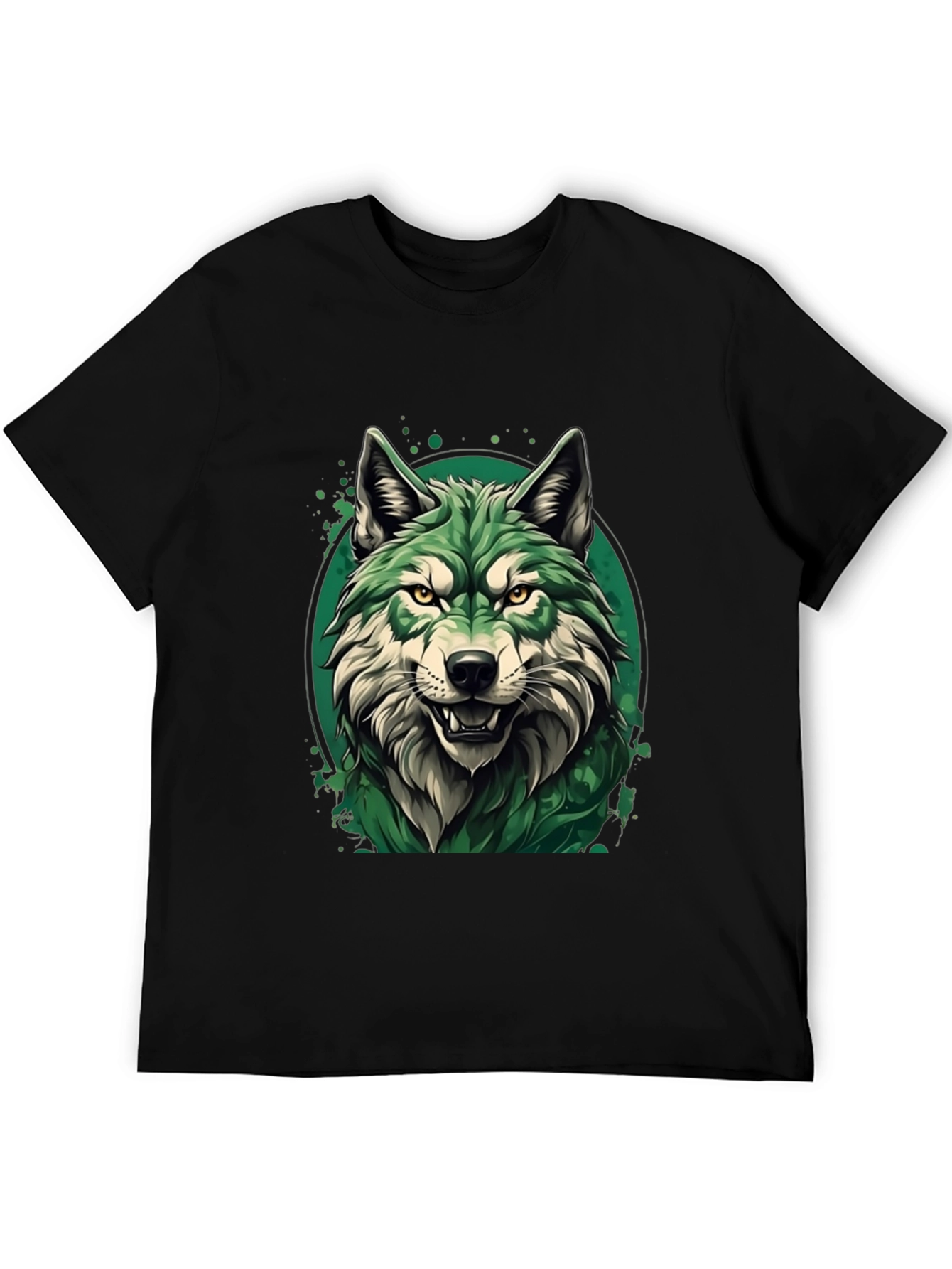 Green Wolf Graphic T-Shirt - Stylish Animal Tee