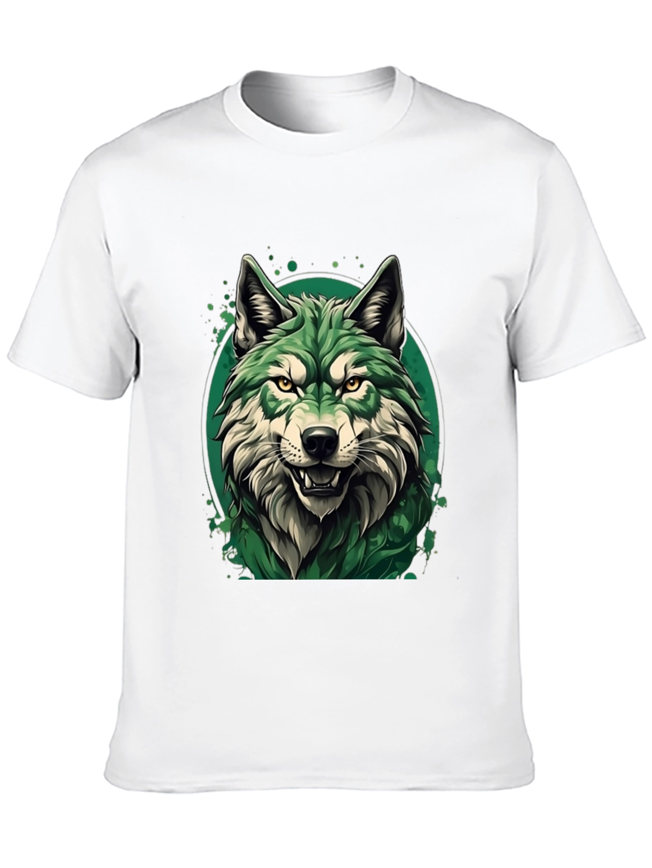Green Wolf Graphic T-Shirt - Stylish Animal Tee