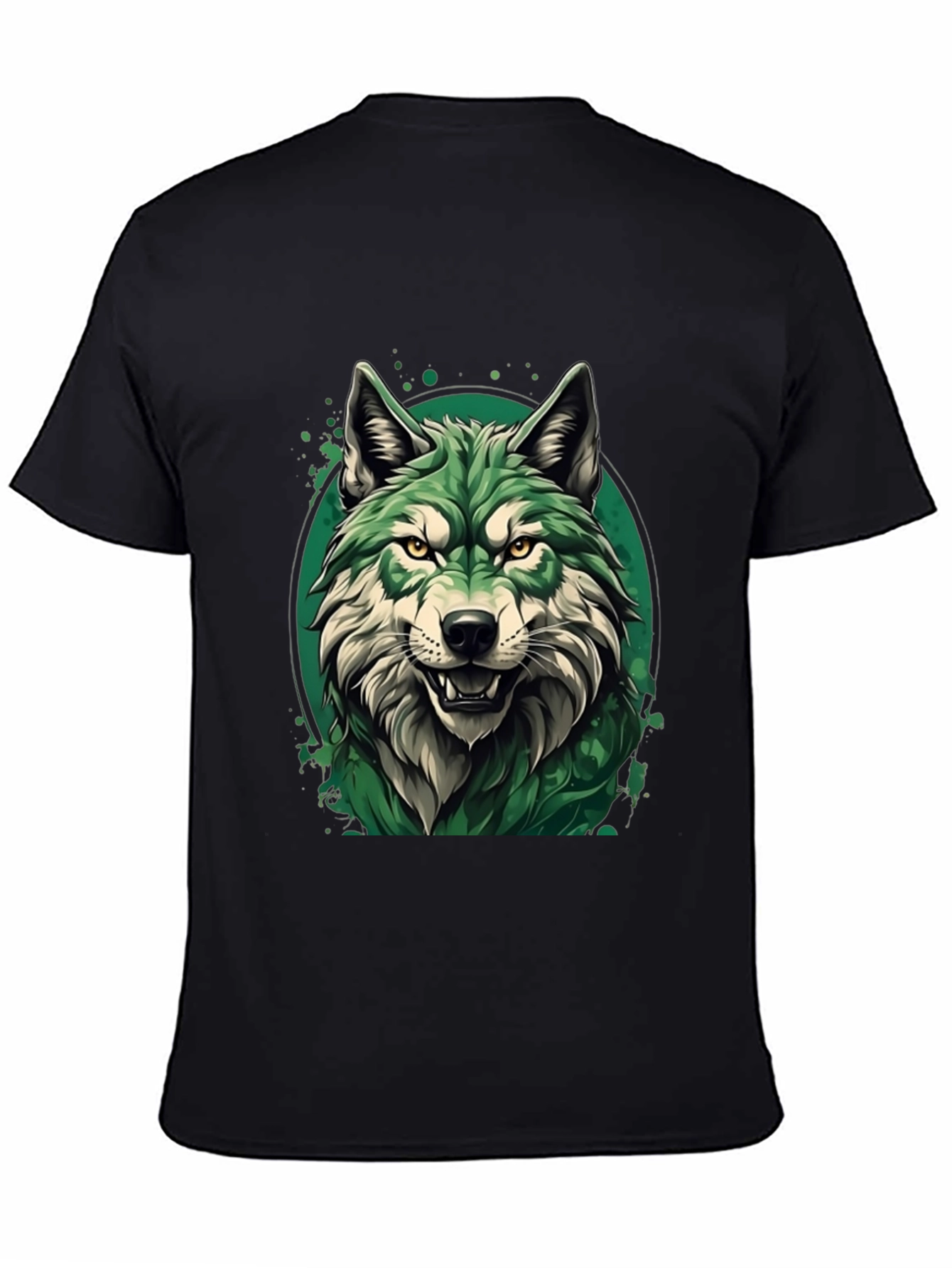 Green Wolf Graphic T-Shirt - Stylish Animal Tee