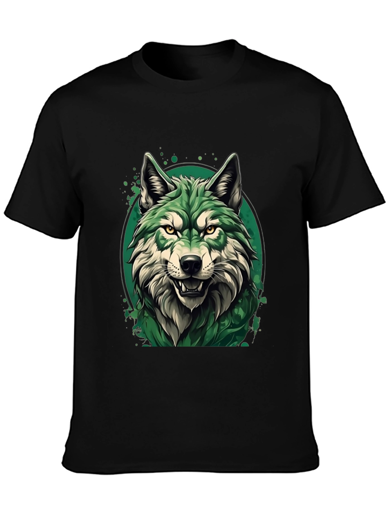 Green Wolf Graphic T-Shirt - Stylish Animal Tee