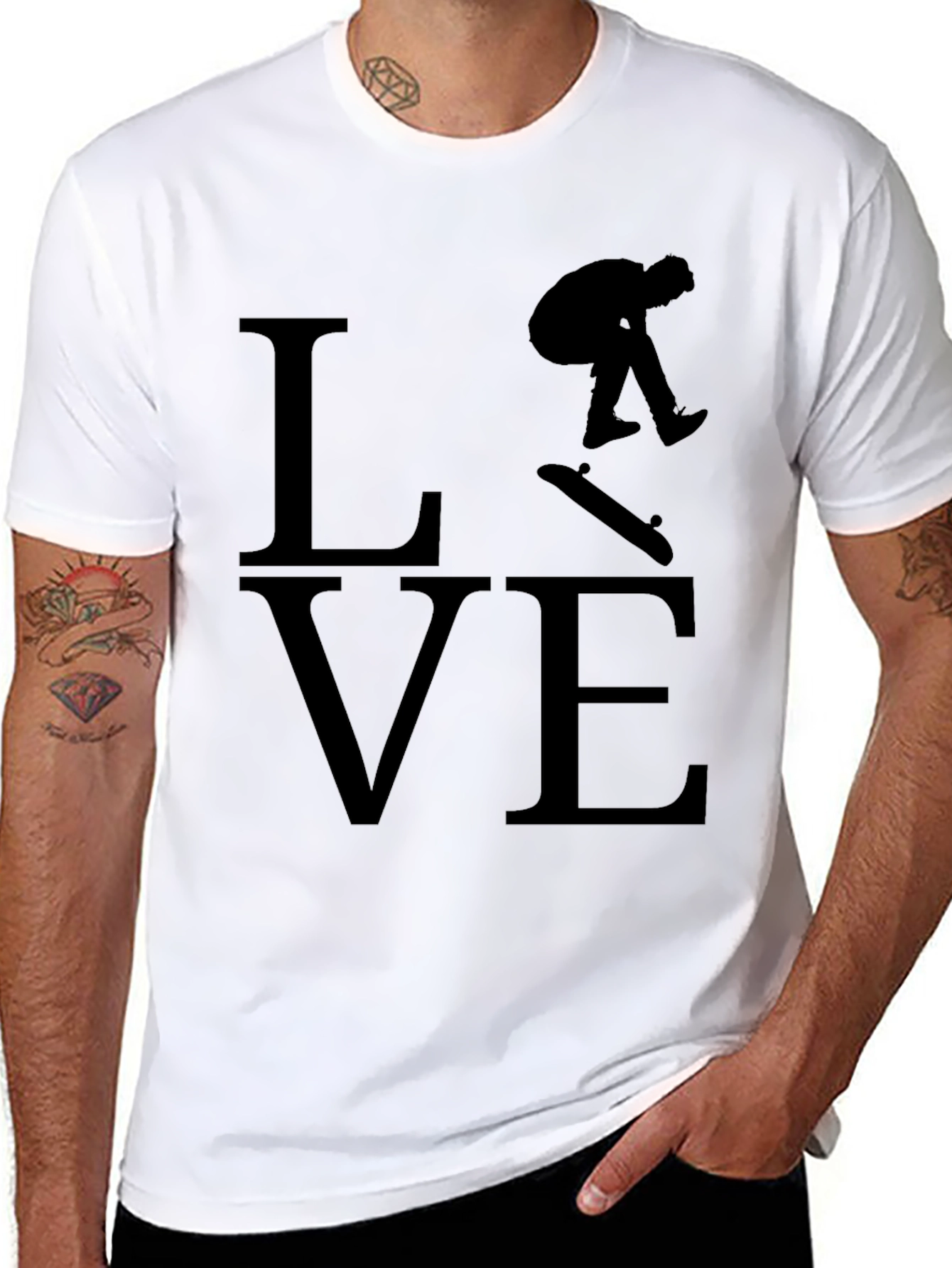 Skateboarding Love Black Graphic Tee