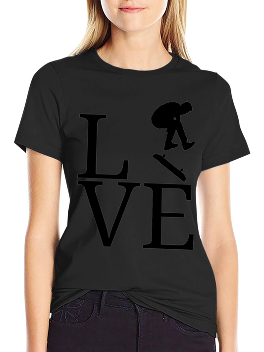 Skateboarding Love Black Graphic Tee