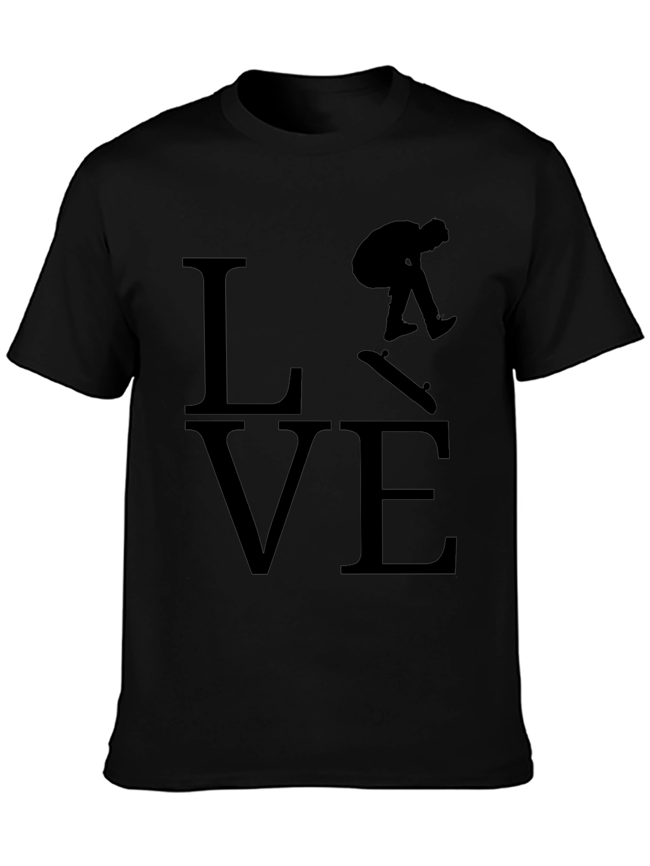 Skateboarding Love Black Graphic Tee