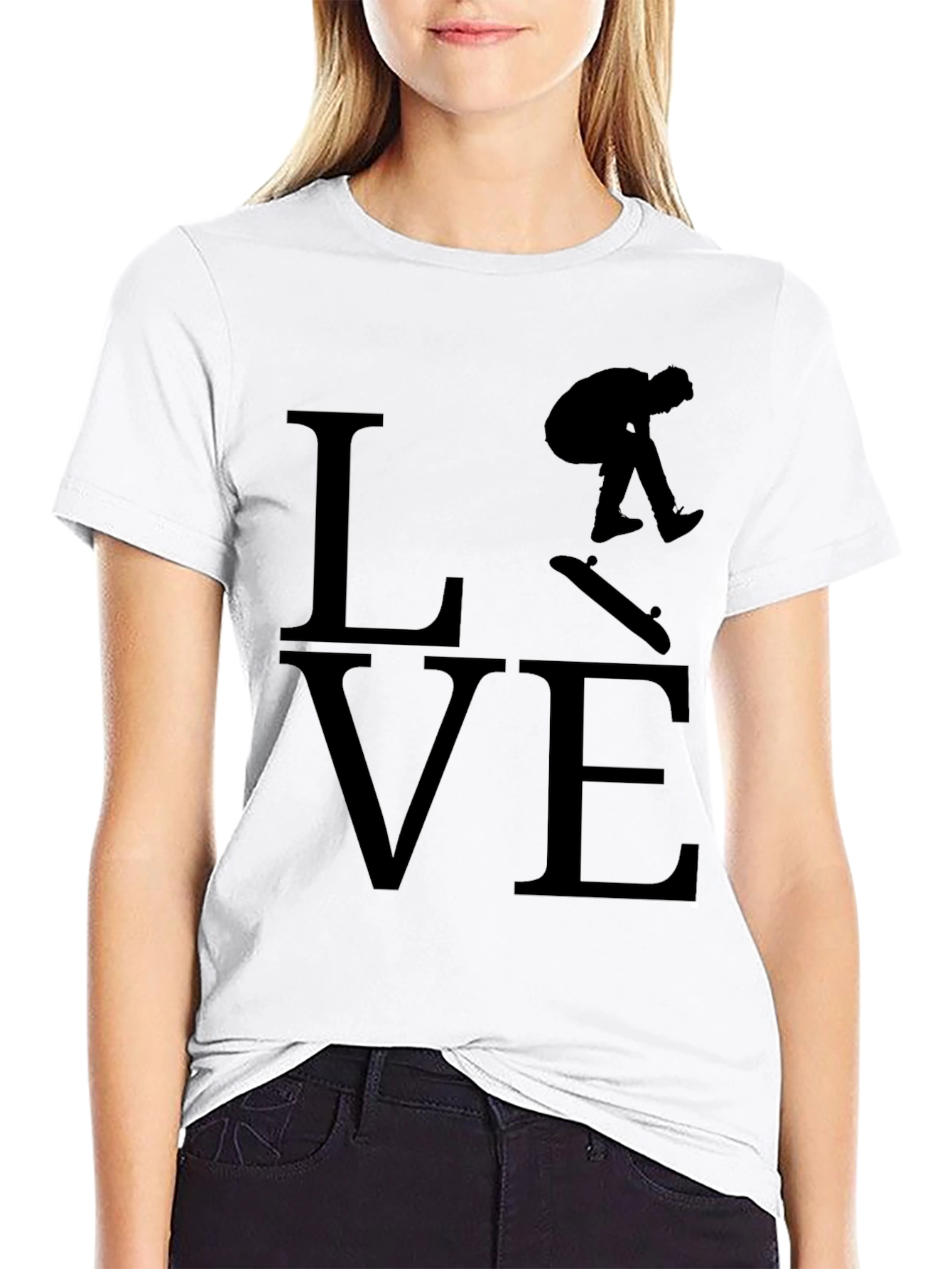 Skateboarding Love Black Graphic Tee
