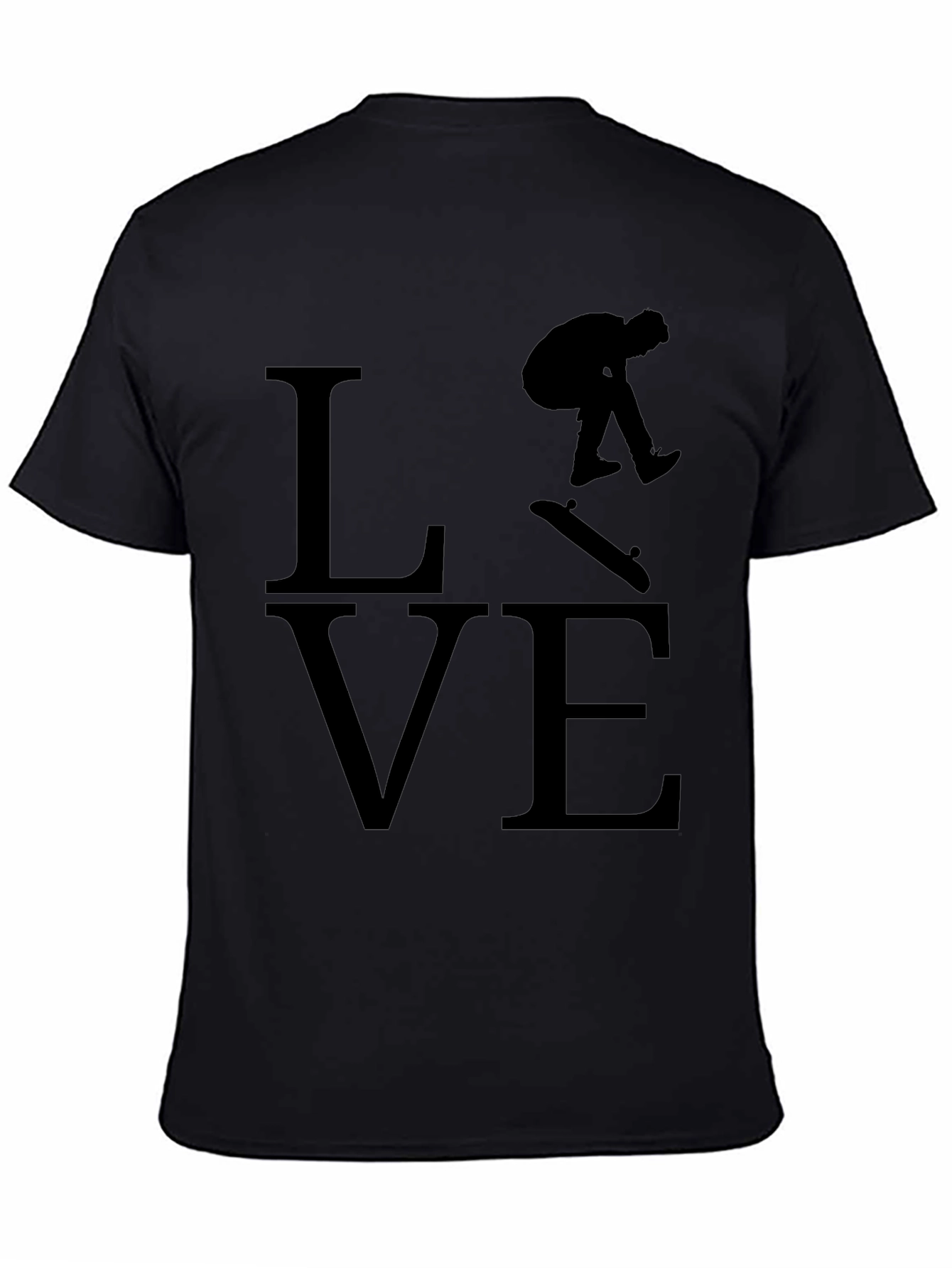 Skateboarding Love Black Graphic Tee