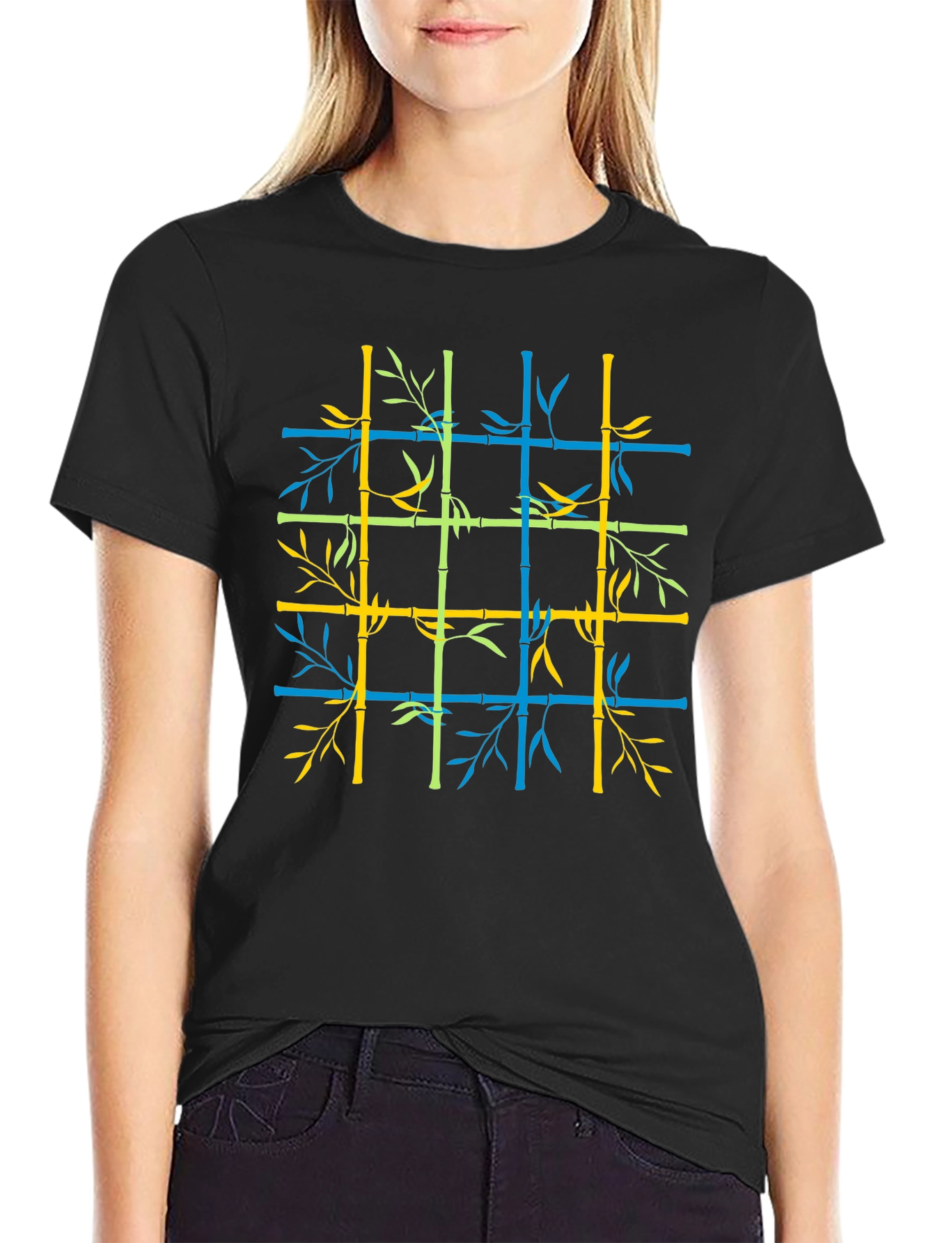 Bamboo Grid T-Shirt - Modern Artistic Design