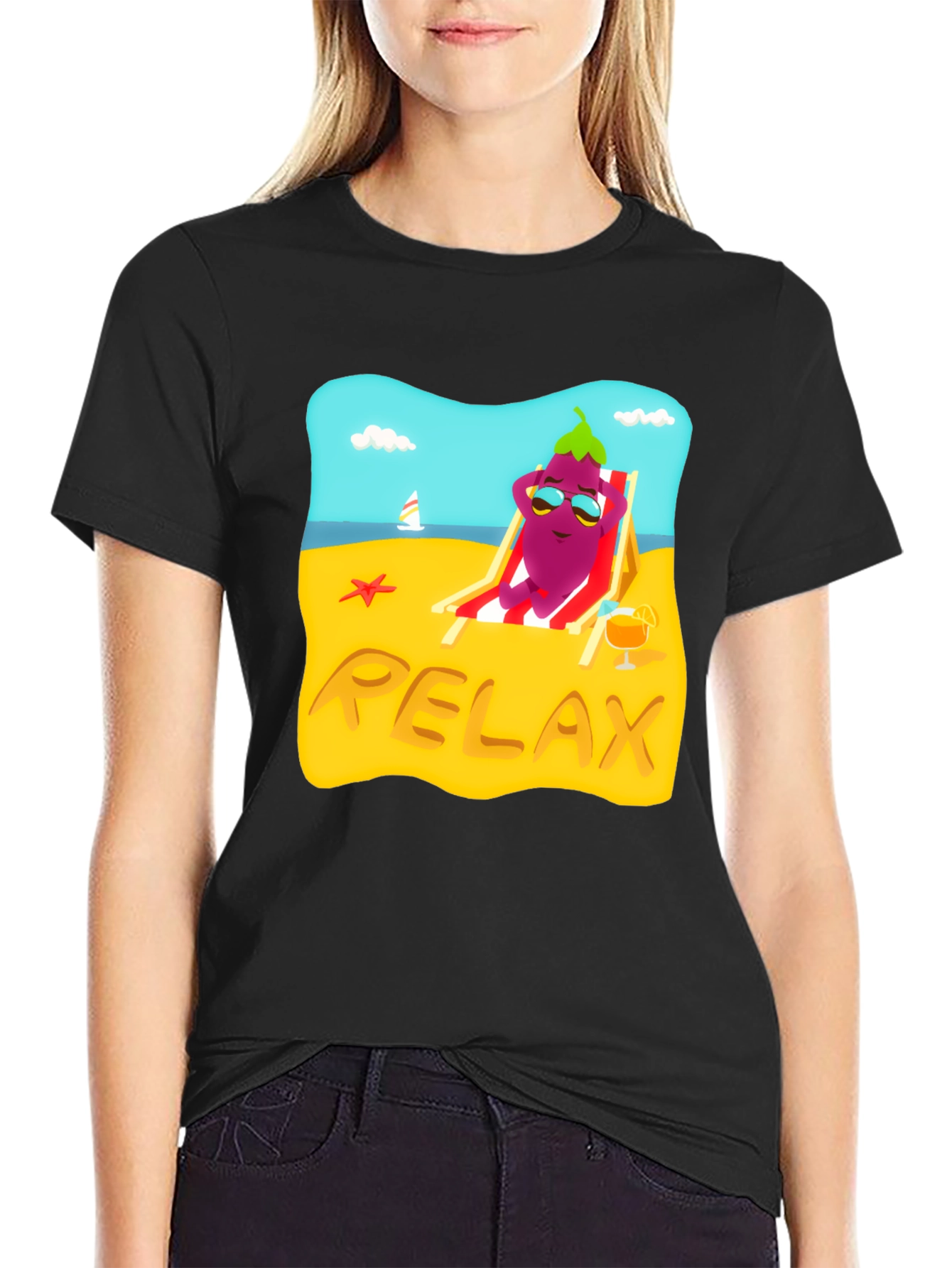 Relaxing Eggplant Beach T-Shirt