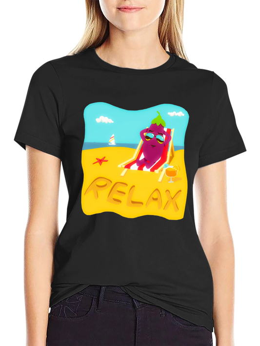 Relaxing Eggplant Beach T-Shirt