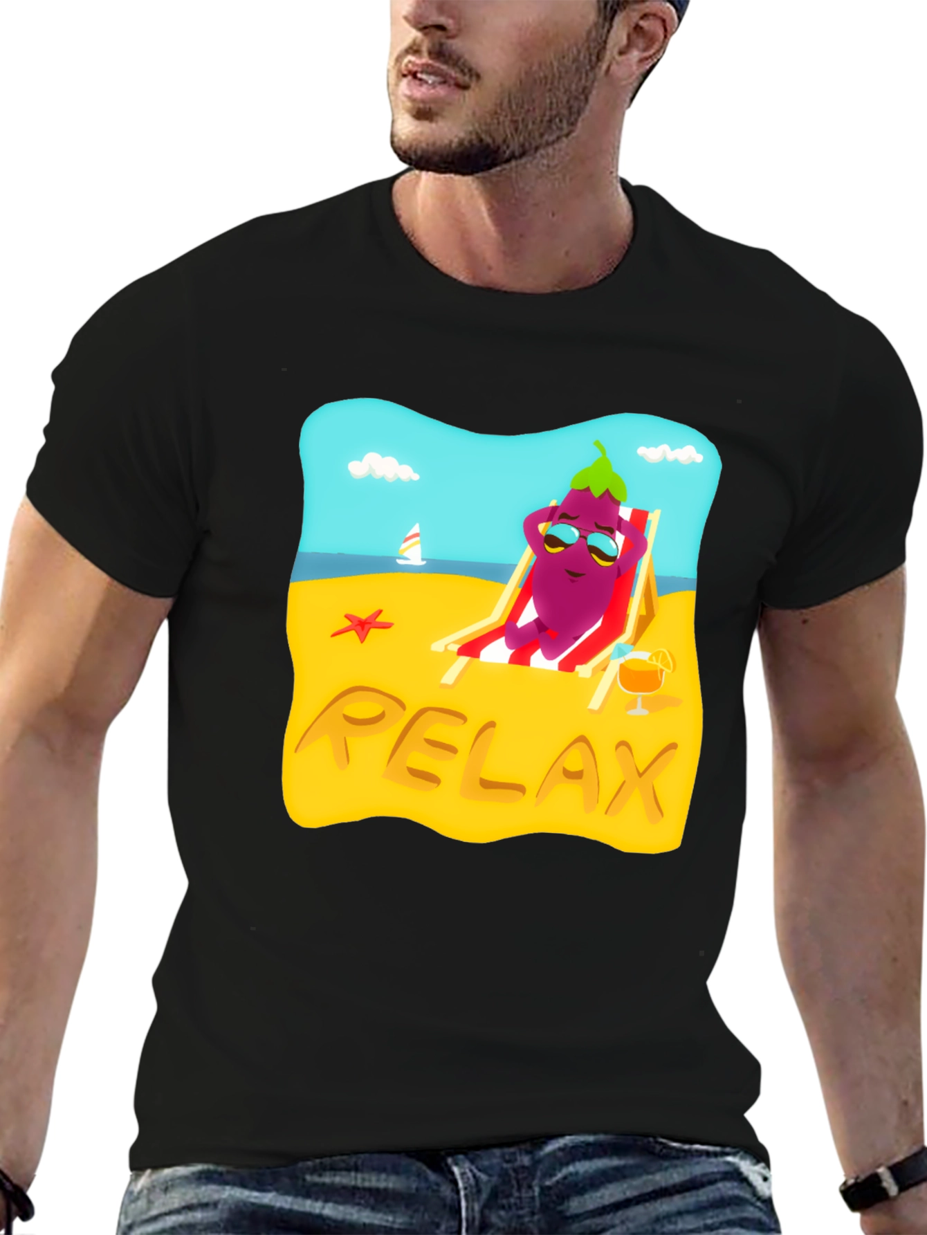 Relaxing Eggplant Beach T-Shirt