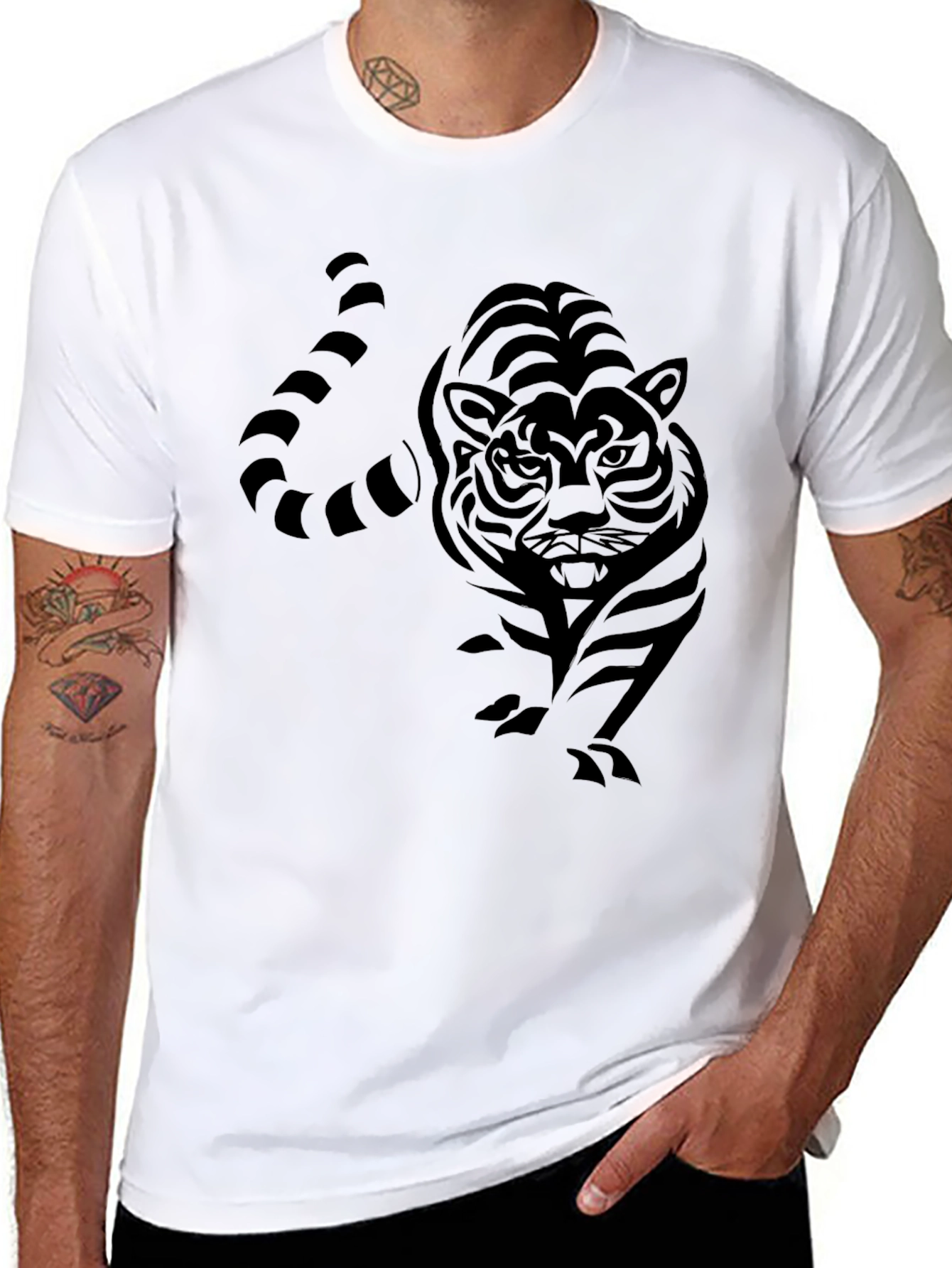 Black Tiger Graphic Tee - Mens Stylish T-Shirt