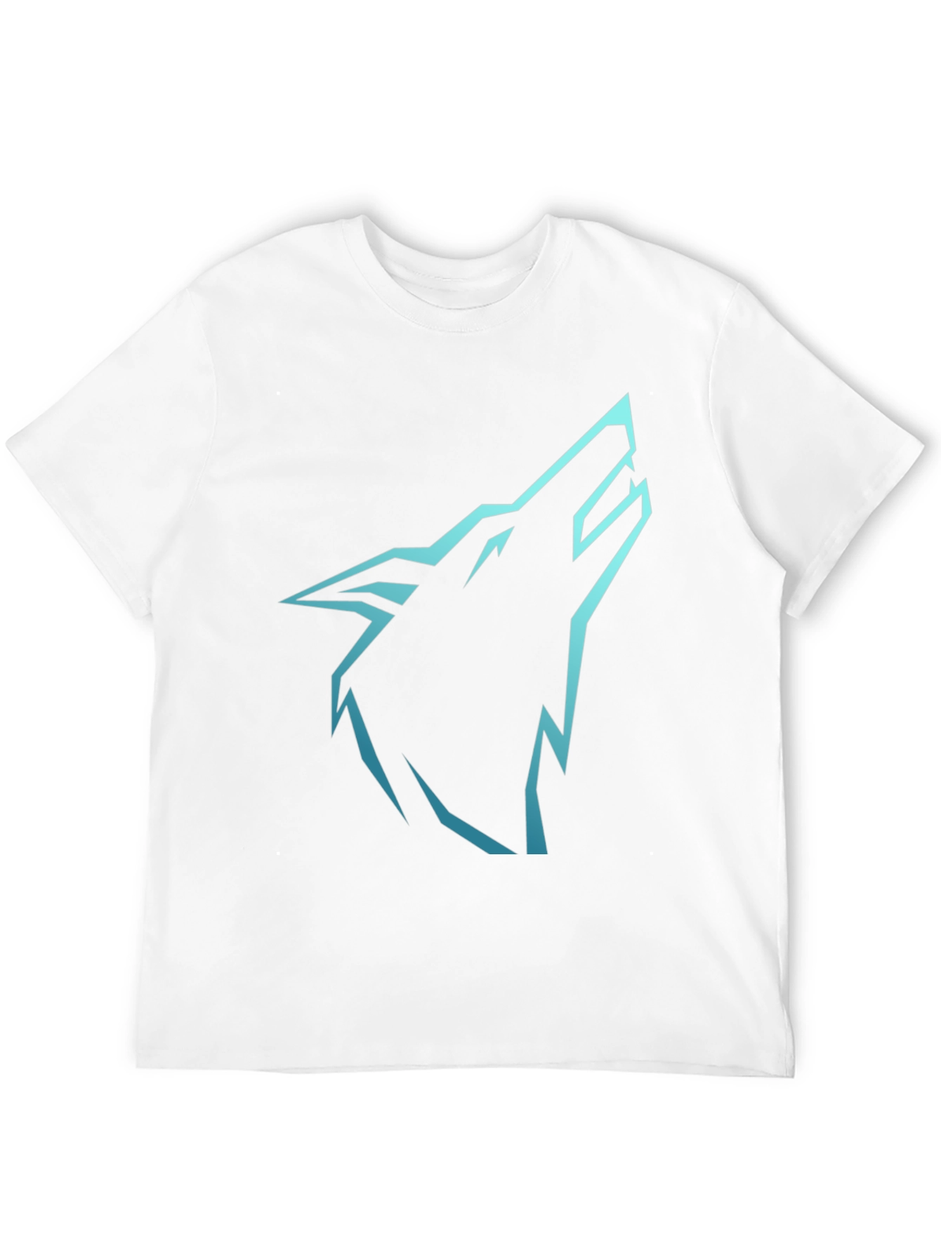 Mens Black T-Shirt with Cyan Wolf Graphic