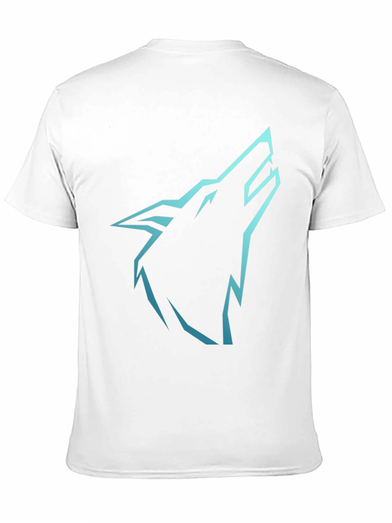 Mens Black T-Shirt with Cyan Wolf Graphic