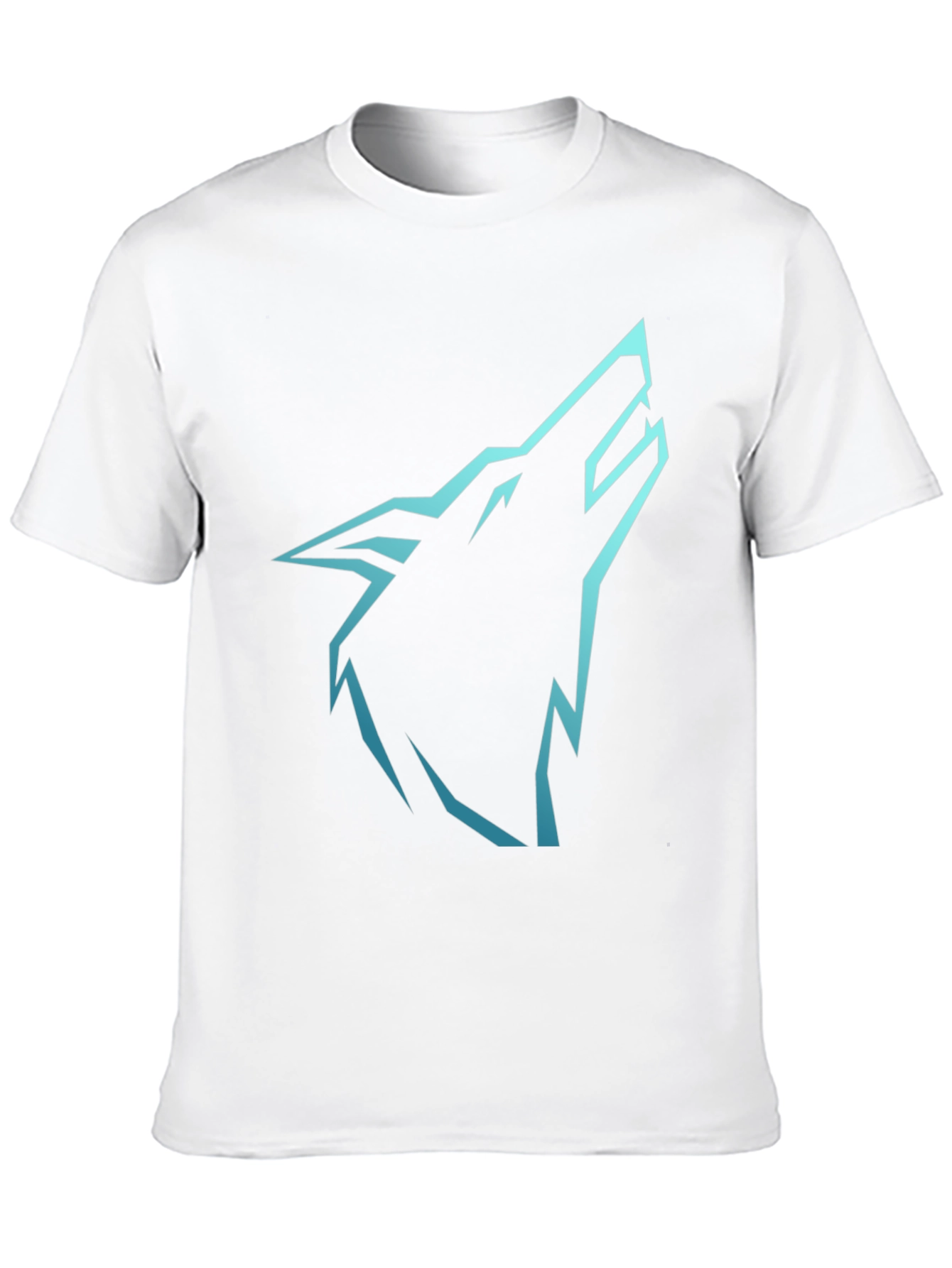 Mens Black T-Shirt with Cyan Wolf Graphic