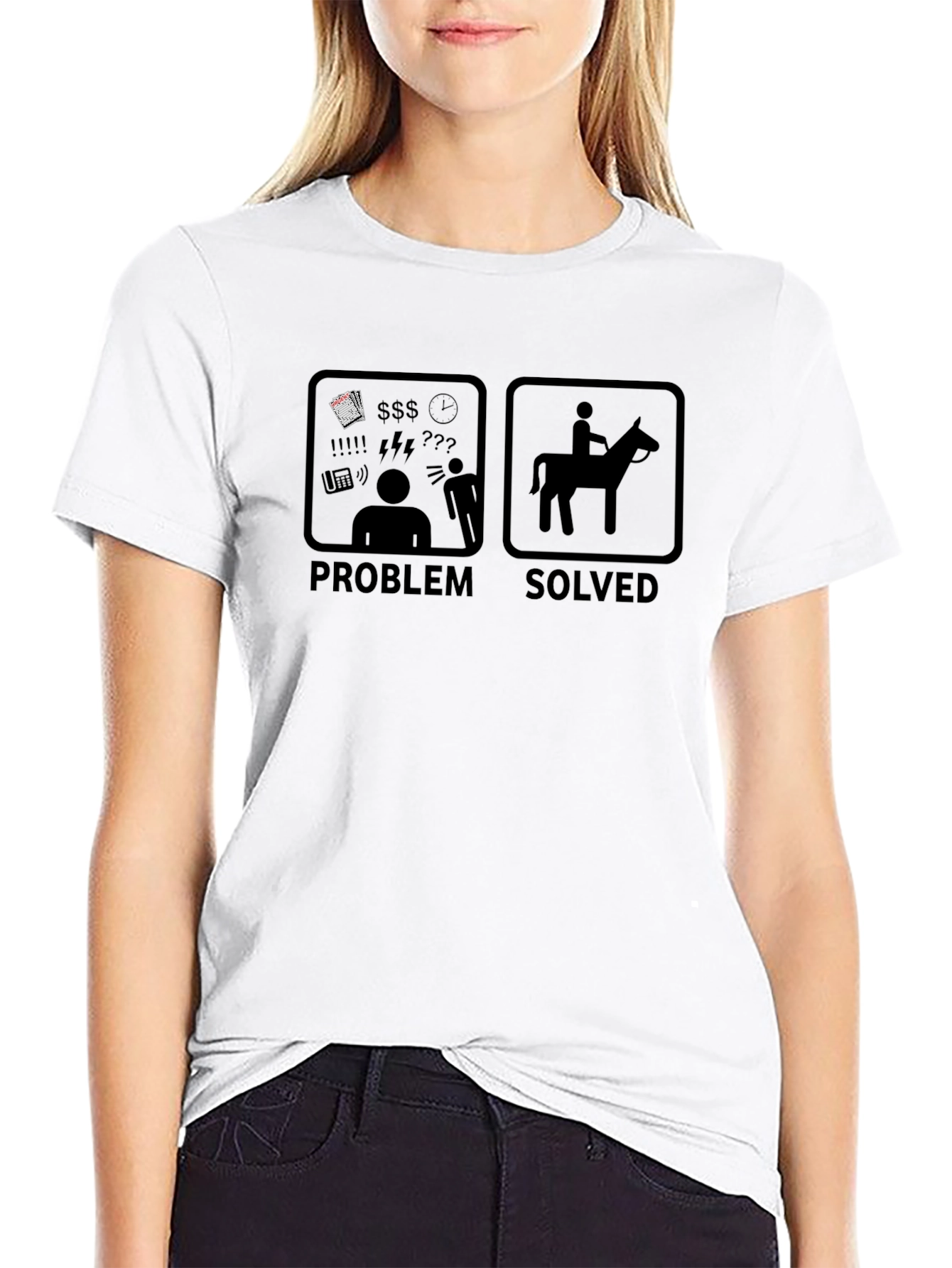 Problem Solved T-Shirt - Horse Riding Humor