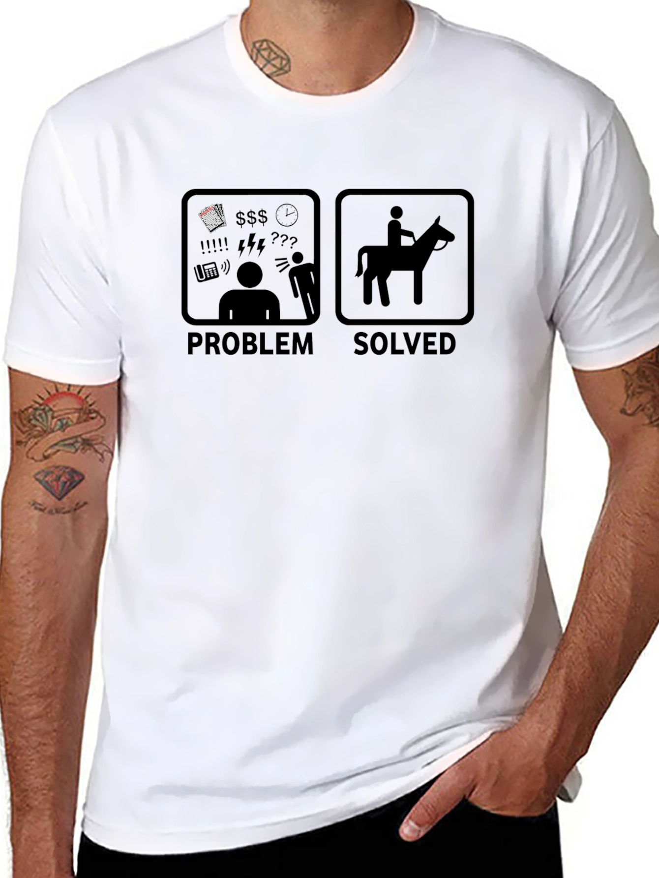Problem Solved T-Shirt - Horse Riding Humor