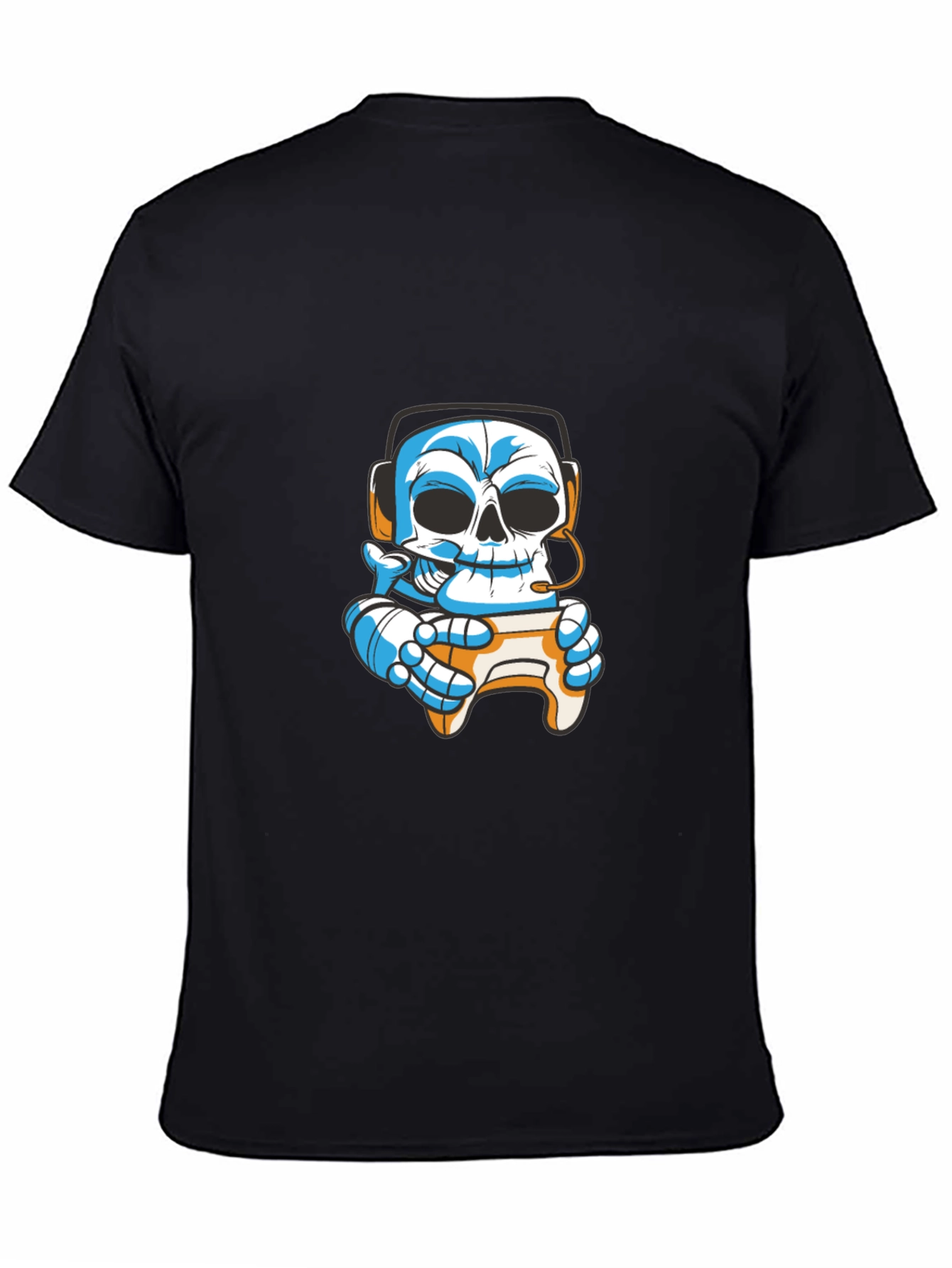 Gamer Skull T-Shirt - Black Cotton Graphic Tee
