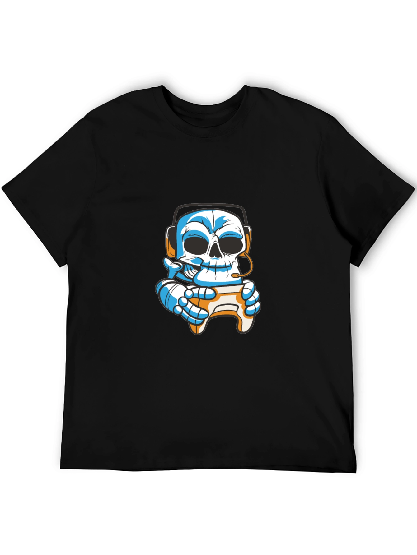 Gamer Skull T-Shirt - Black Cotton Graphic Tee