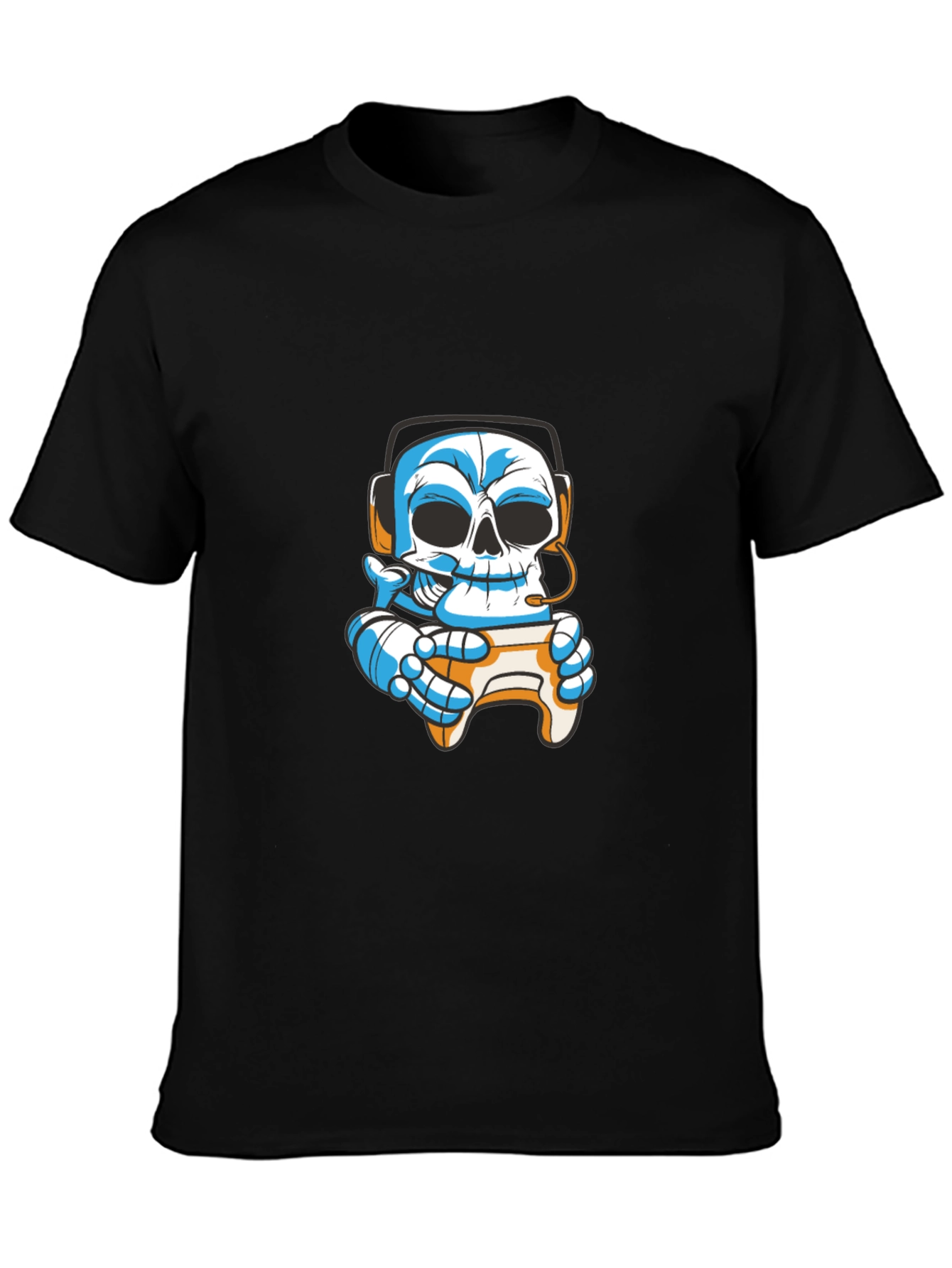 Gamer Skull T-Shirt - Black Cotton Graphic Tee