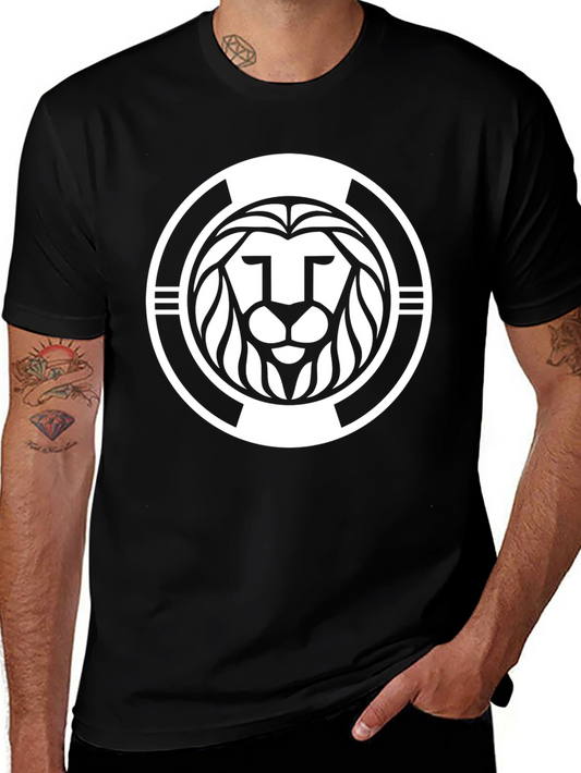Lion Emblem Graphic Black Tee Shirt