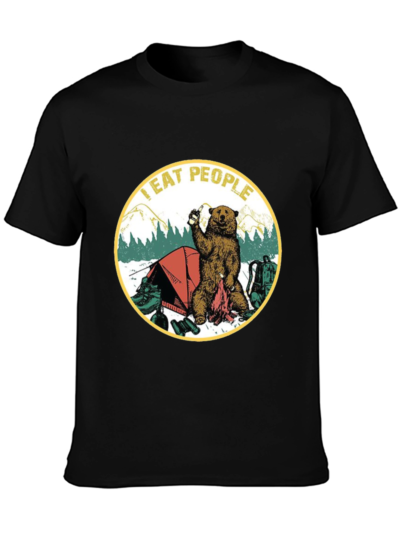 I Eat People Bear Camping Graphic T-Shirt