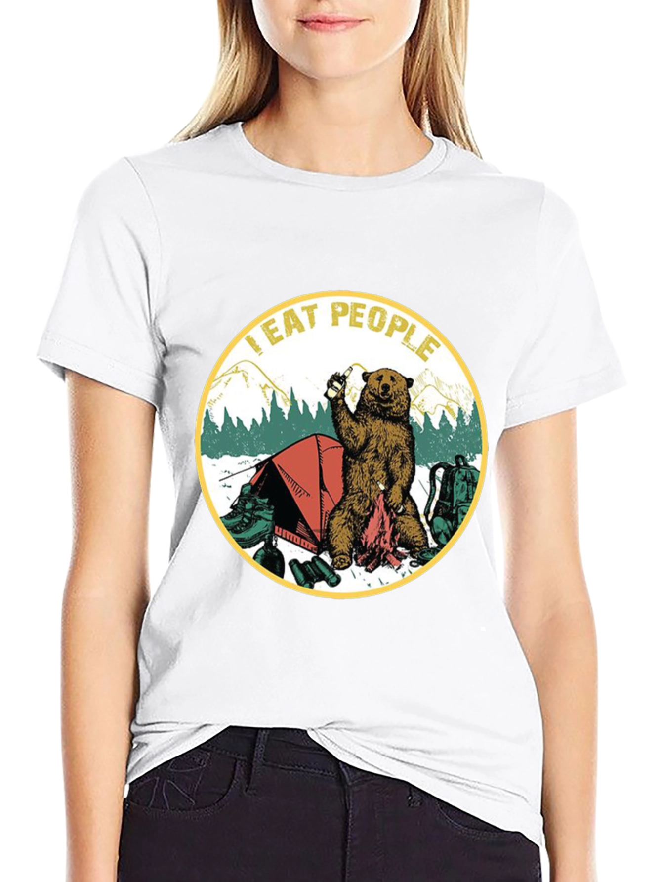 I Eat People Bear Camping Graphic T-Shirt