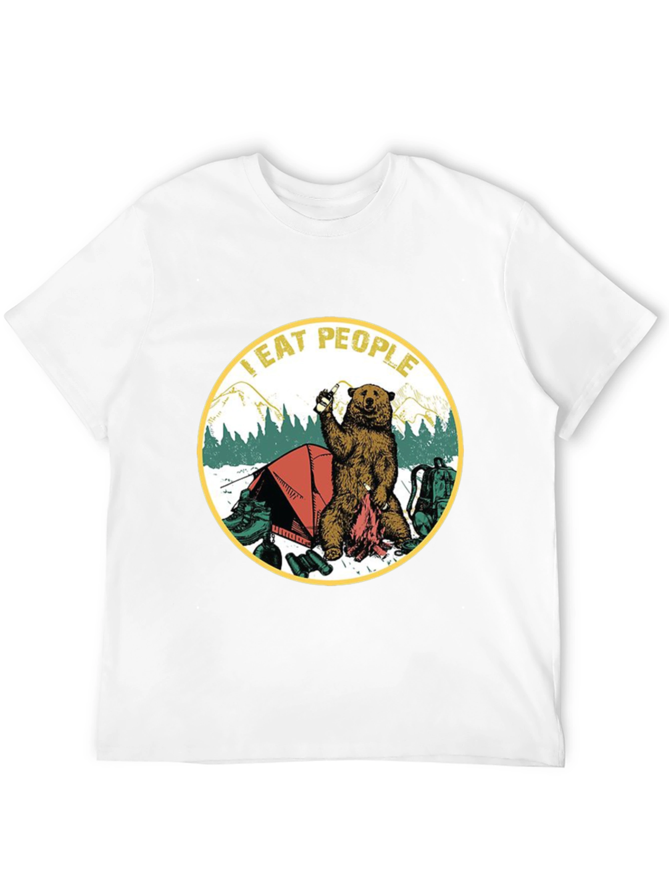 I Eat People Bear Camping Graphic T-Shirt