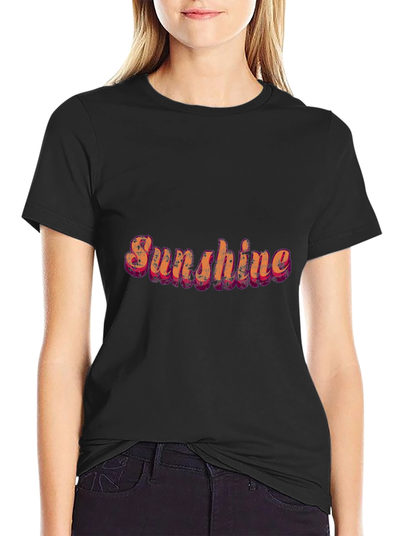 Sunshine Graphic Print Black Casual T-Shirt