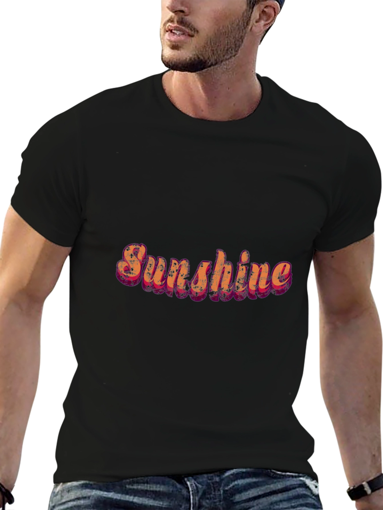 Sunshine Graphic Print Black Casual T-Shirt