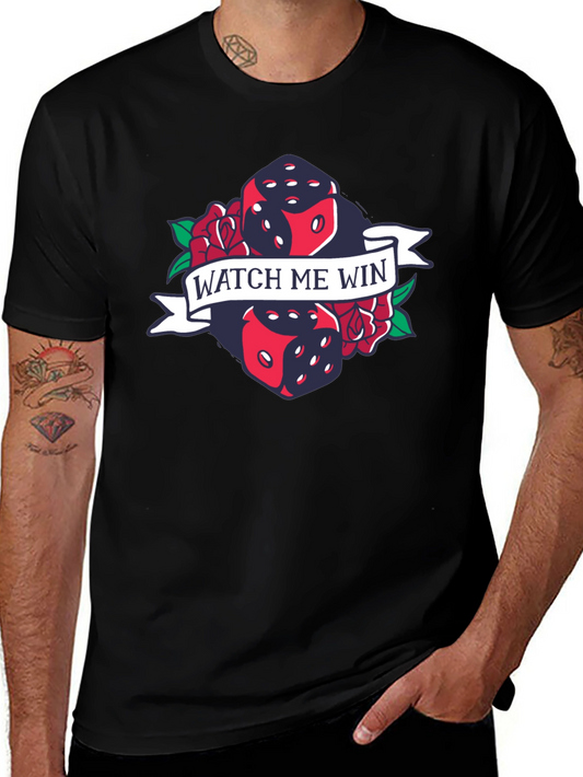 Watch Me Win Dice & Roses Graphic Tee - Black