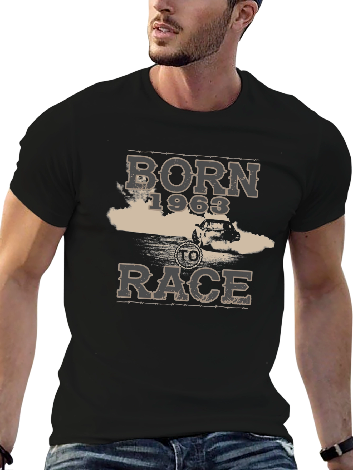 Born to Race 1963 Black Graphic T-Shirt