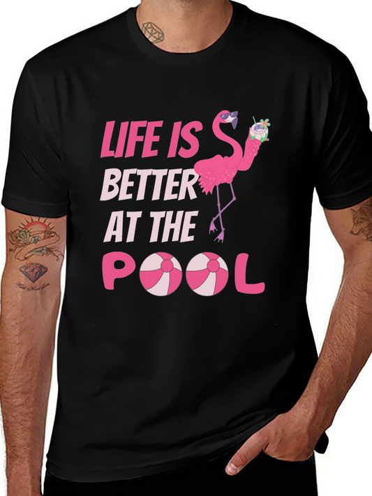 Life is Better at The Pool T-Shirt - Flamingo Summer Vibes