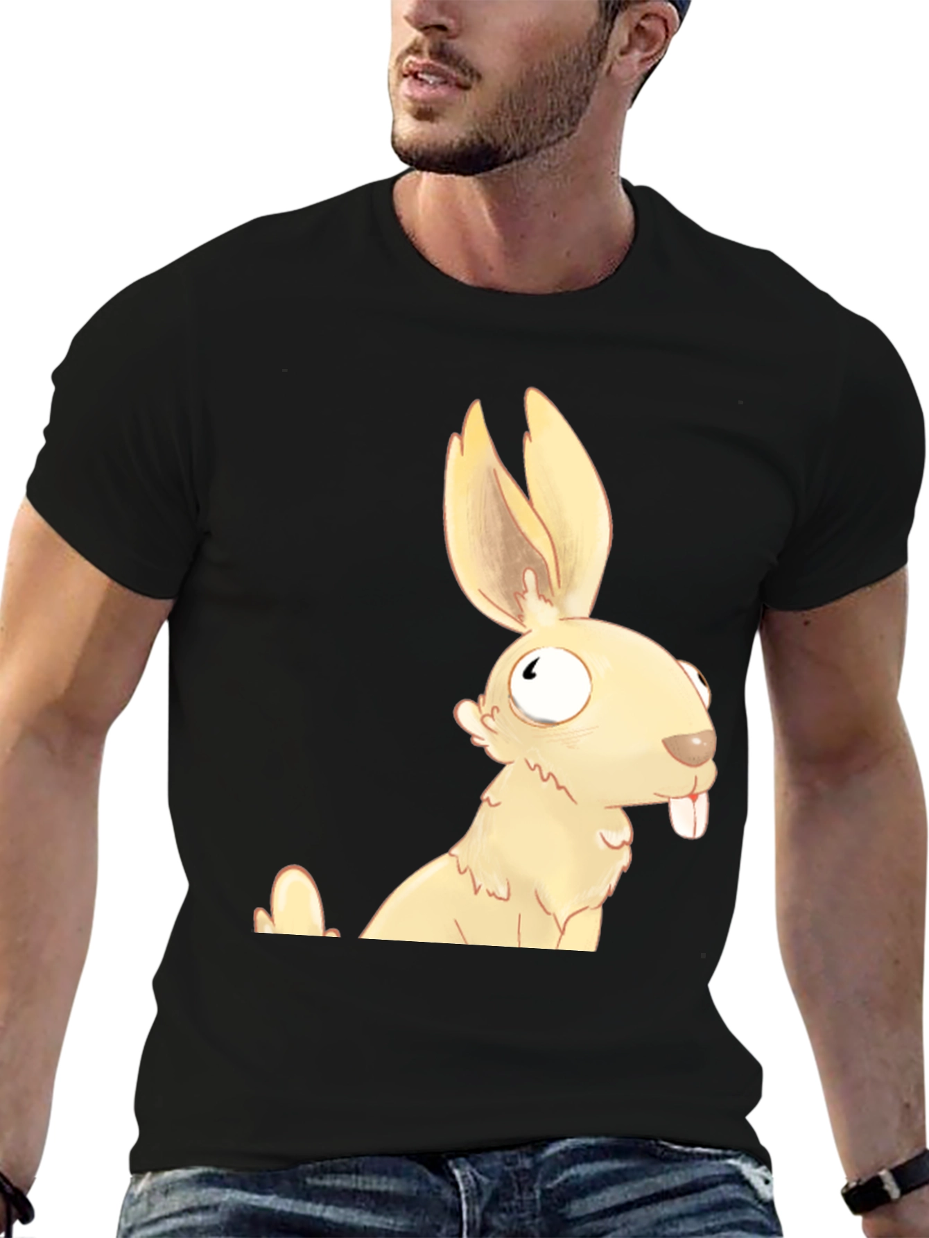 Funny Cartoon Rabbit Graphic T-Shirt