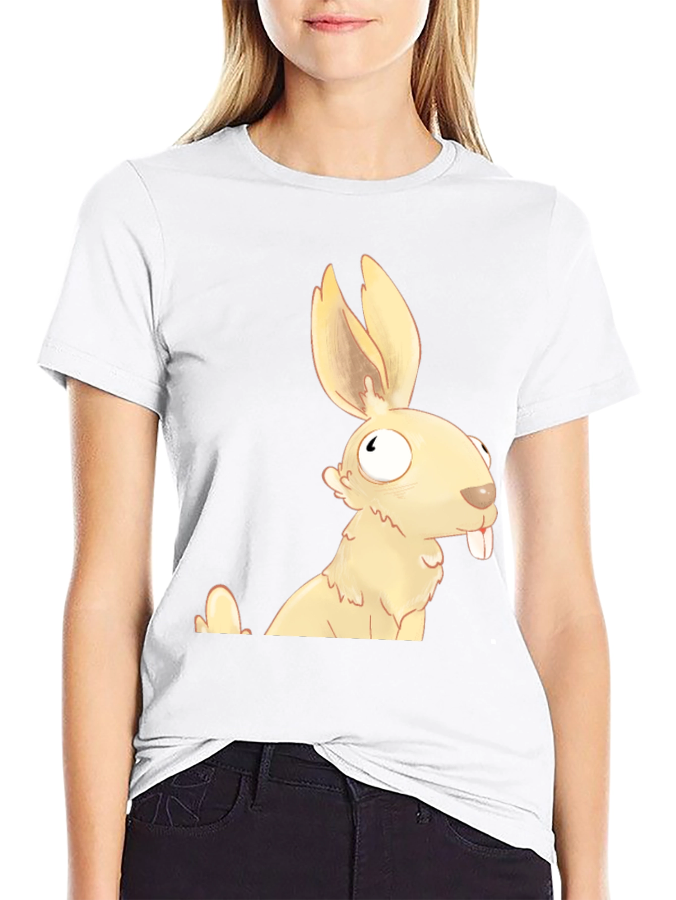 Funny Cartoon Rabbit Graphic T-Shirt