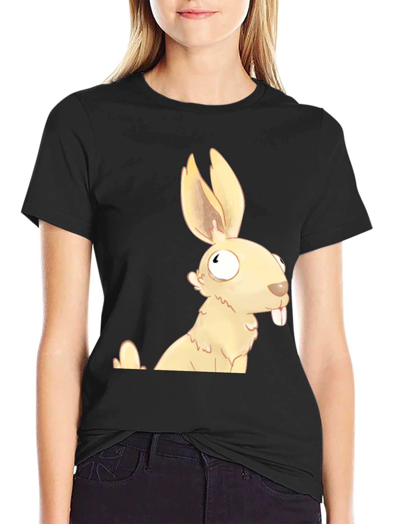 Funny Cartoon Rabbit Graphic T-Shirt