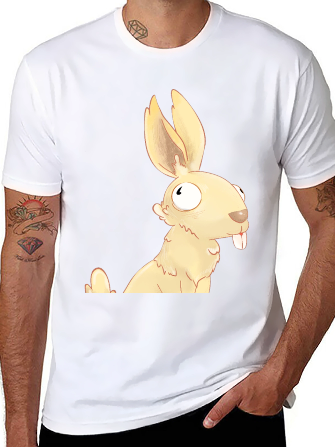 Funny Cartoon Rabbit Graphic T-Shirt