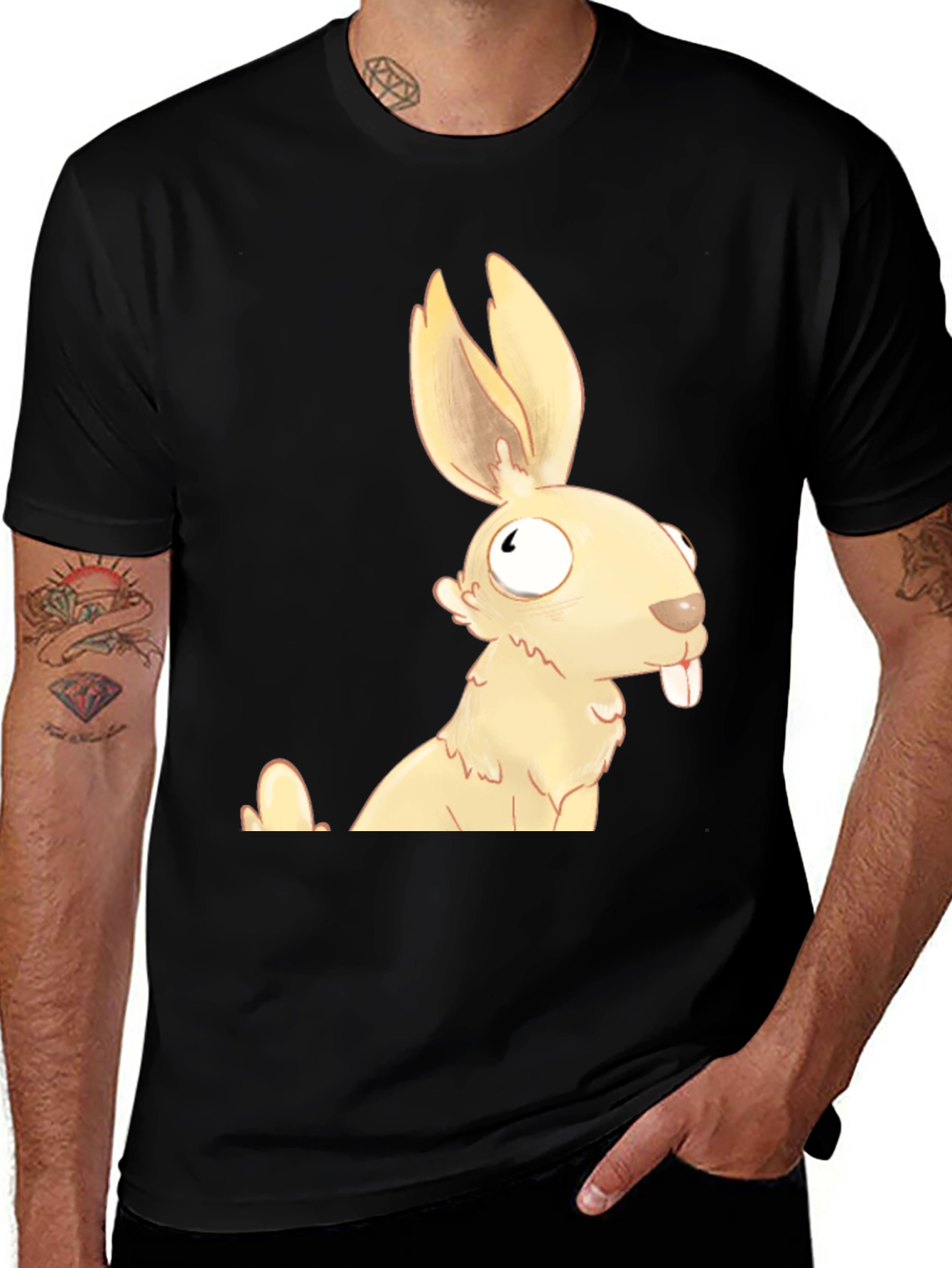 Funny Cartoon Rabbit Graphic T-Shirt