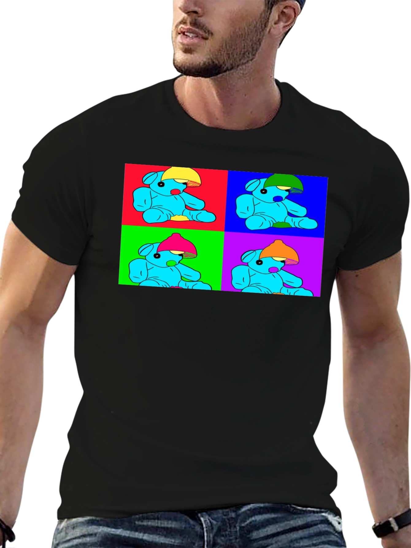 Pop Art Teddy Bear Graphic Tee - Unique Design