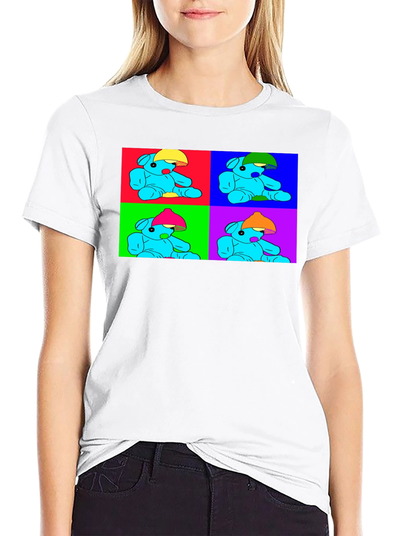 Pop Art Teddy Bear Graphic Tee - Unique Design