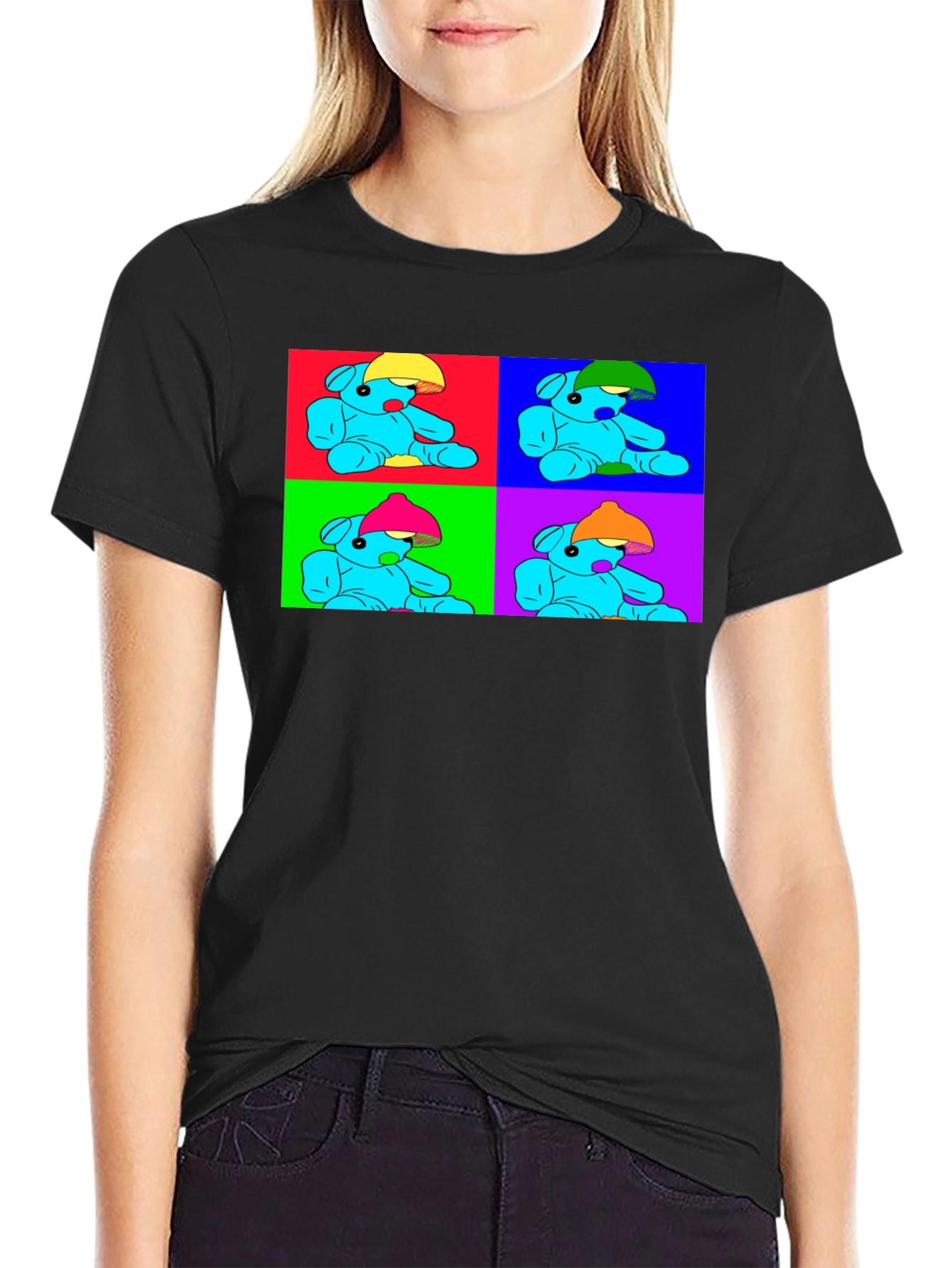 Pop Art Teddy Bear Graphic Tee - Unique Design