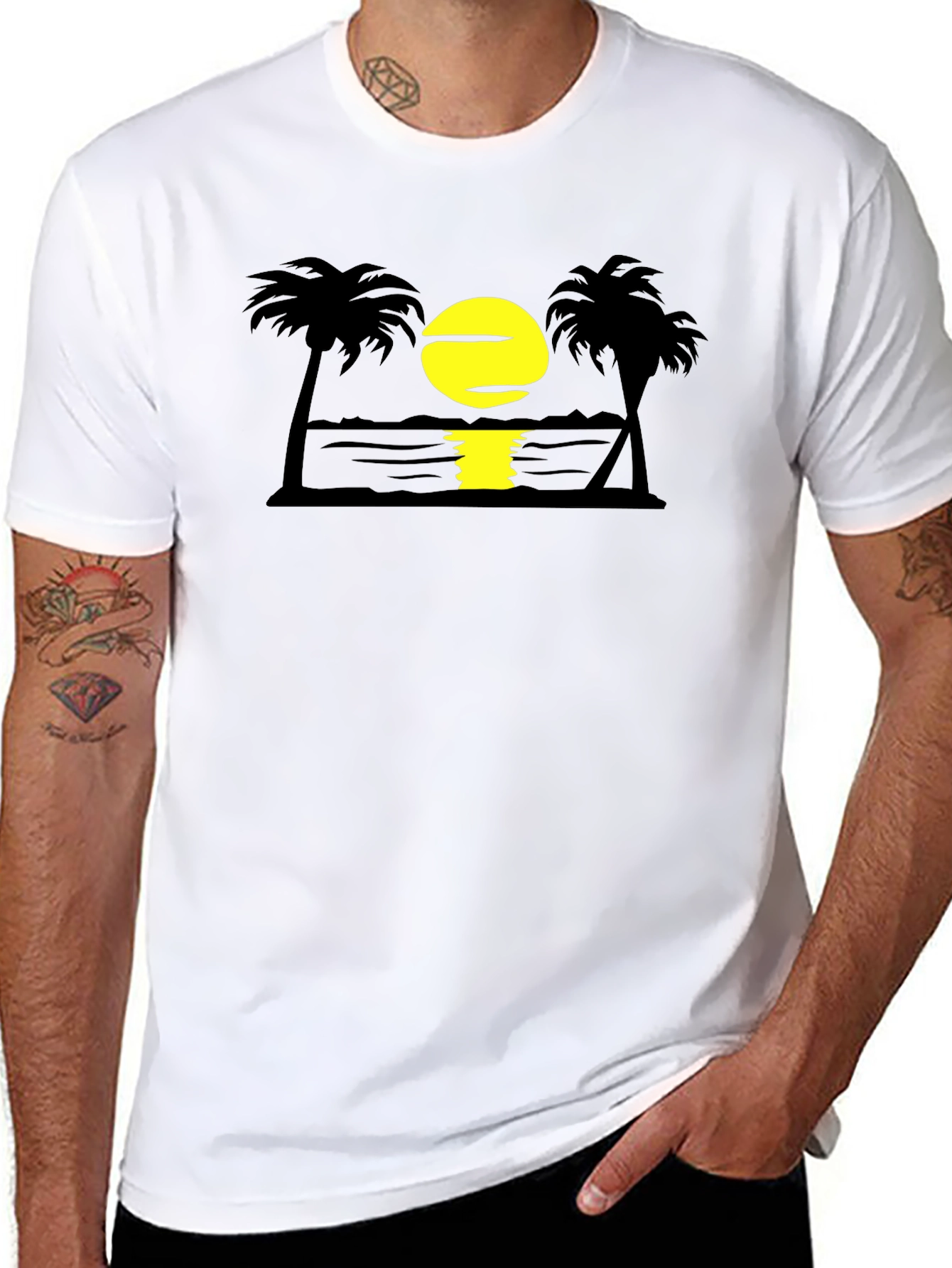 Sunset Beach T-Shirt | Palm Tree Graphic Tee