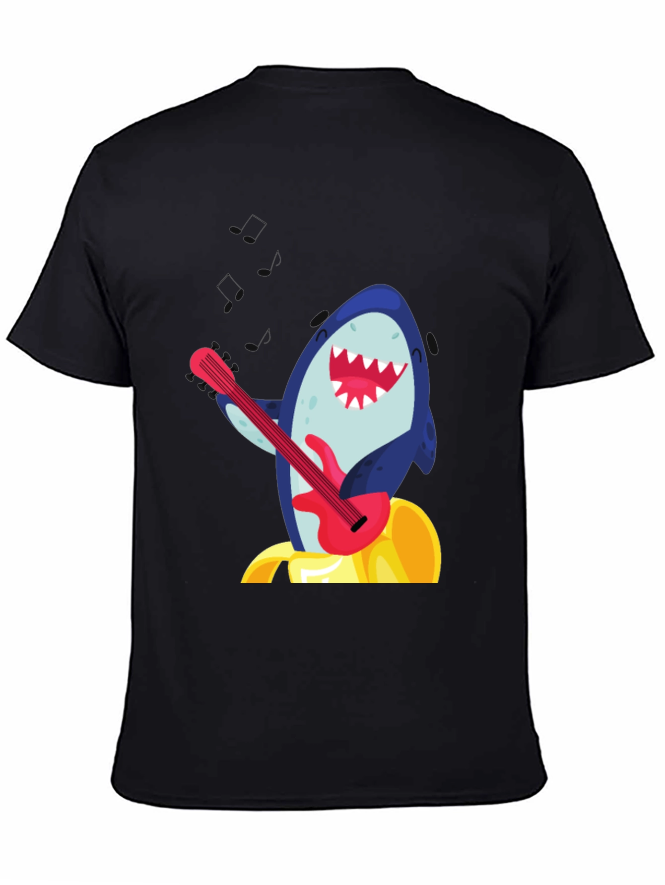 Shark Guitarist Graphic Tee - Black Cotton Blend