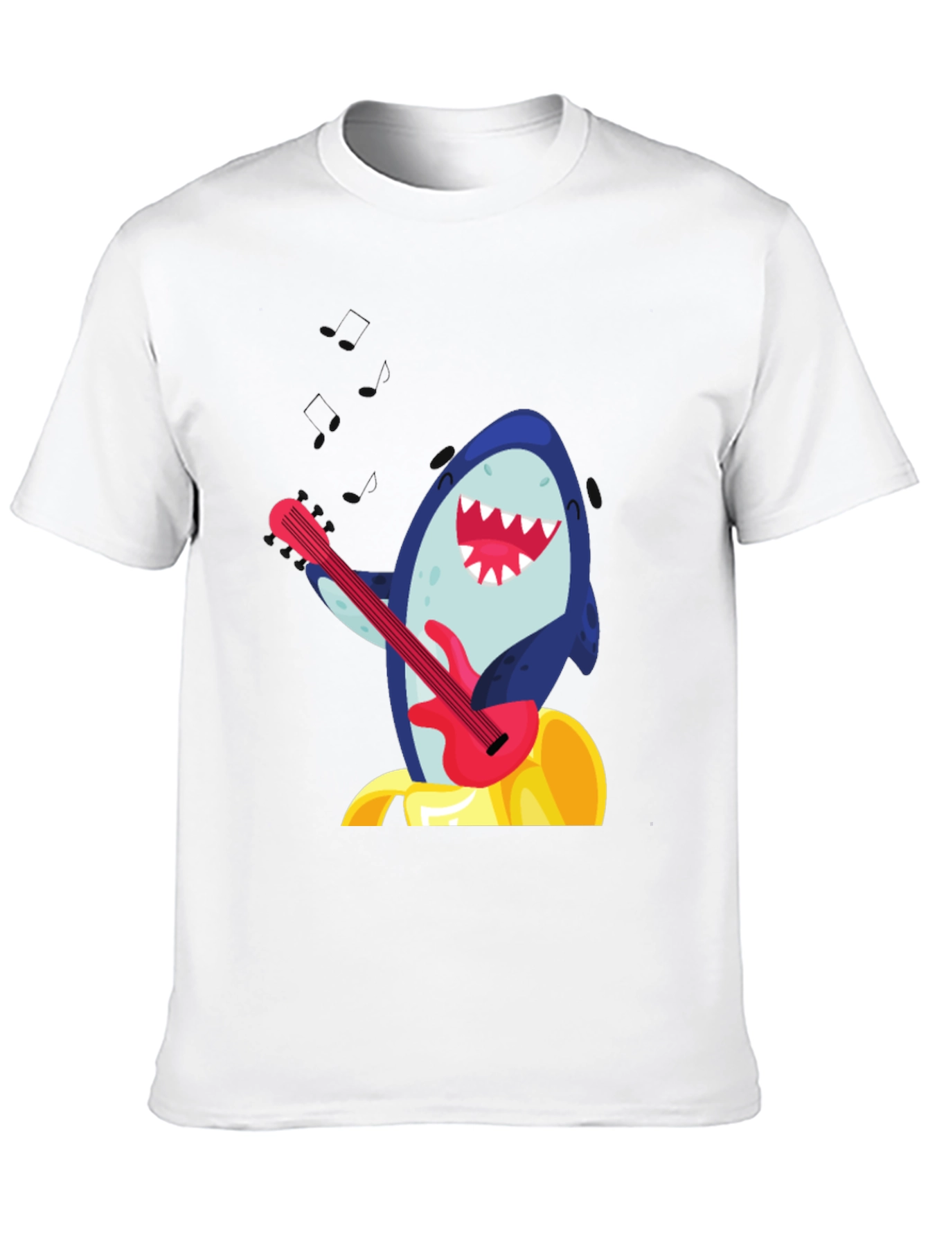 Shark Guitarist Graphic Tee - Black Cotton Blend