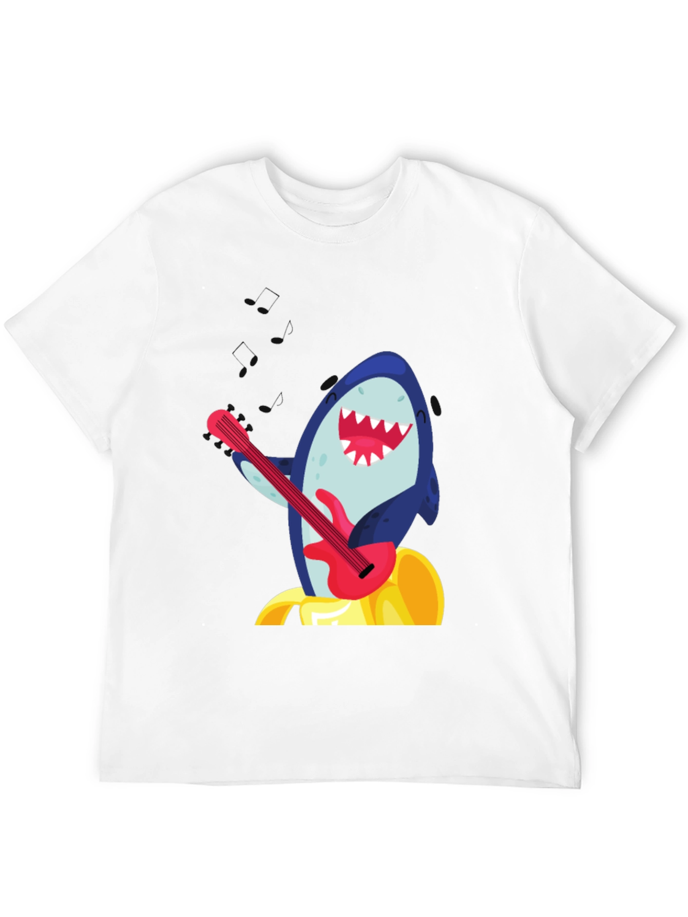 Shark Guitarist Graphic Tee - Black Cotton Blend