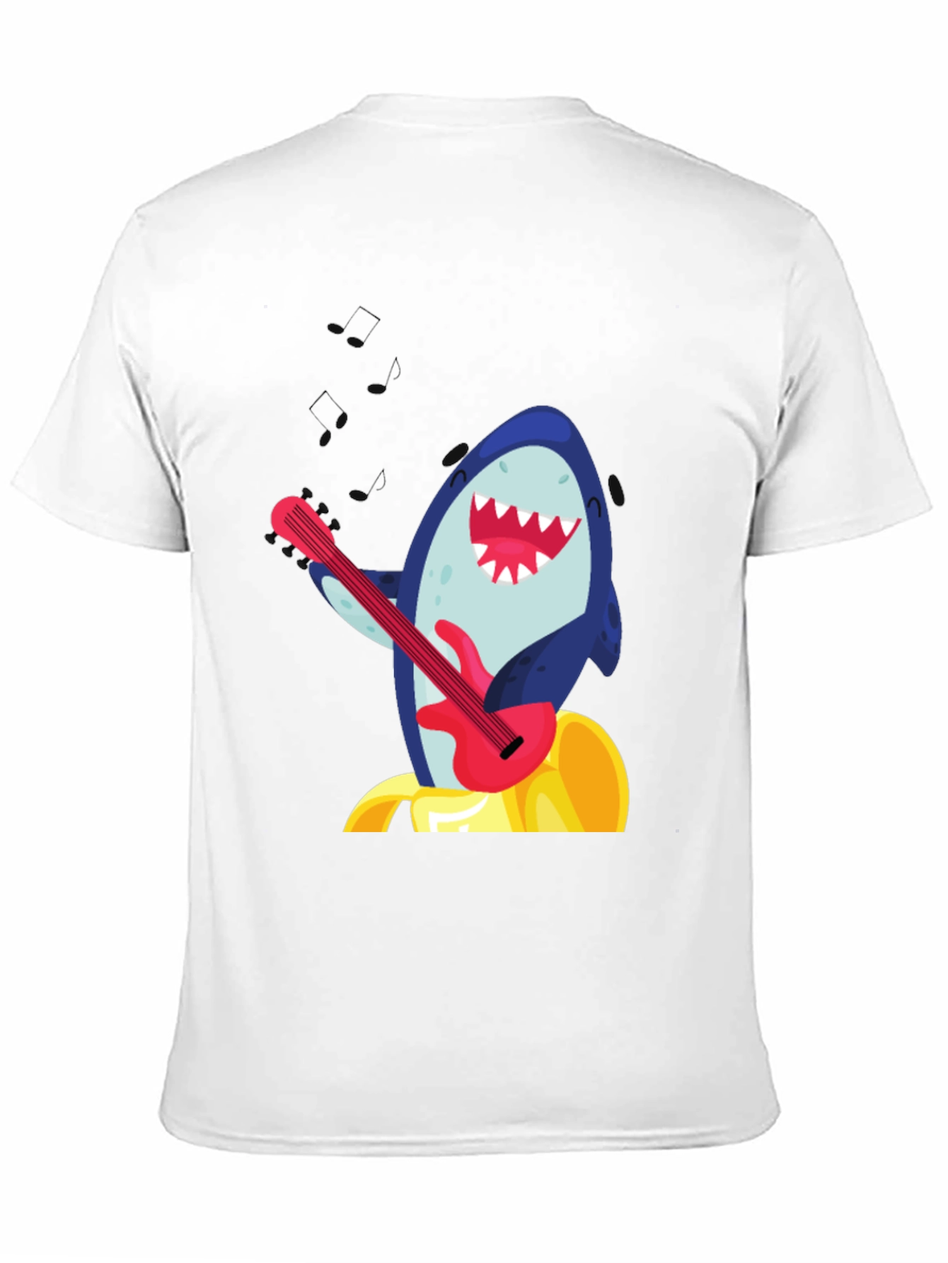 Shark Guitarist Graphic Tee - Black Cotton Blend