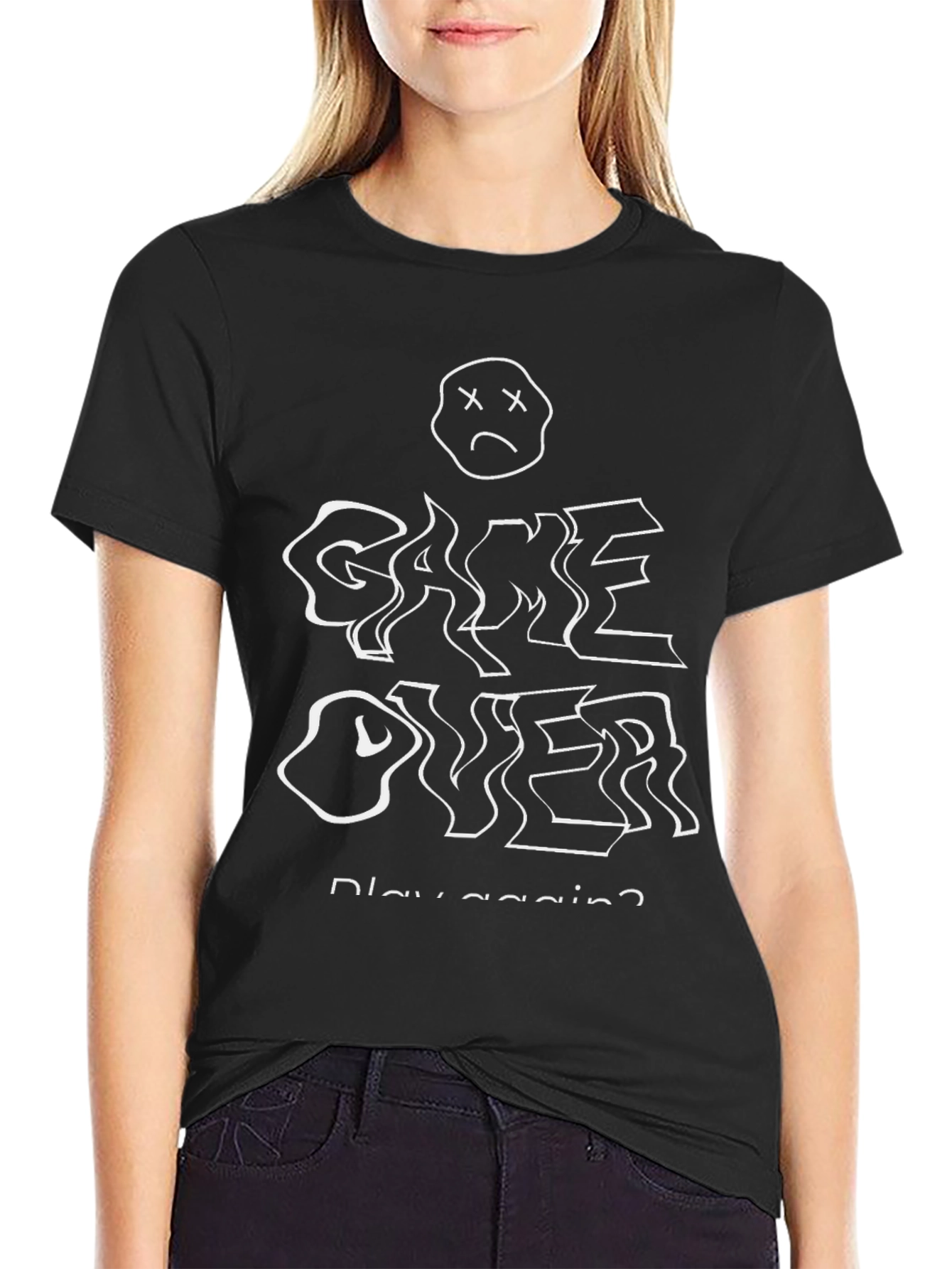 Game Over Play Again? T-Shirt - Black