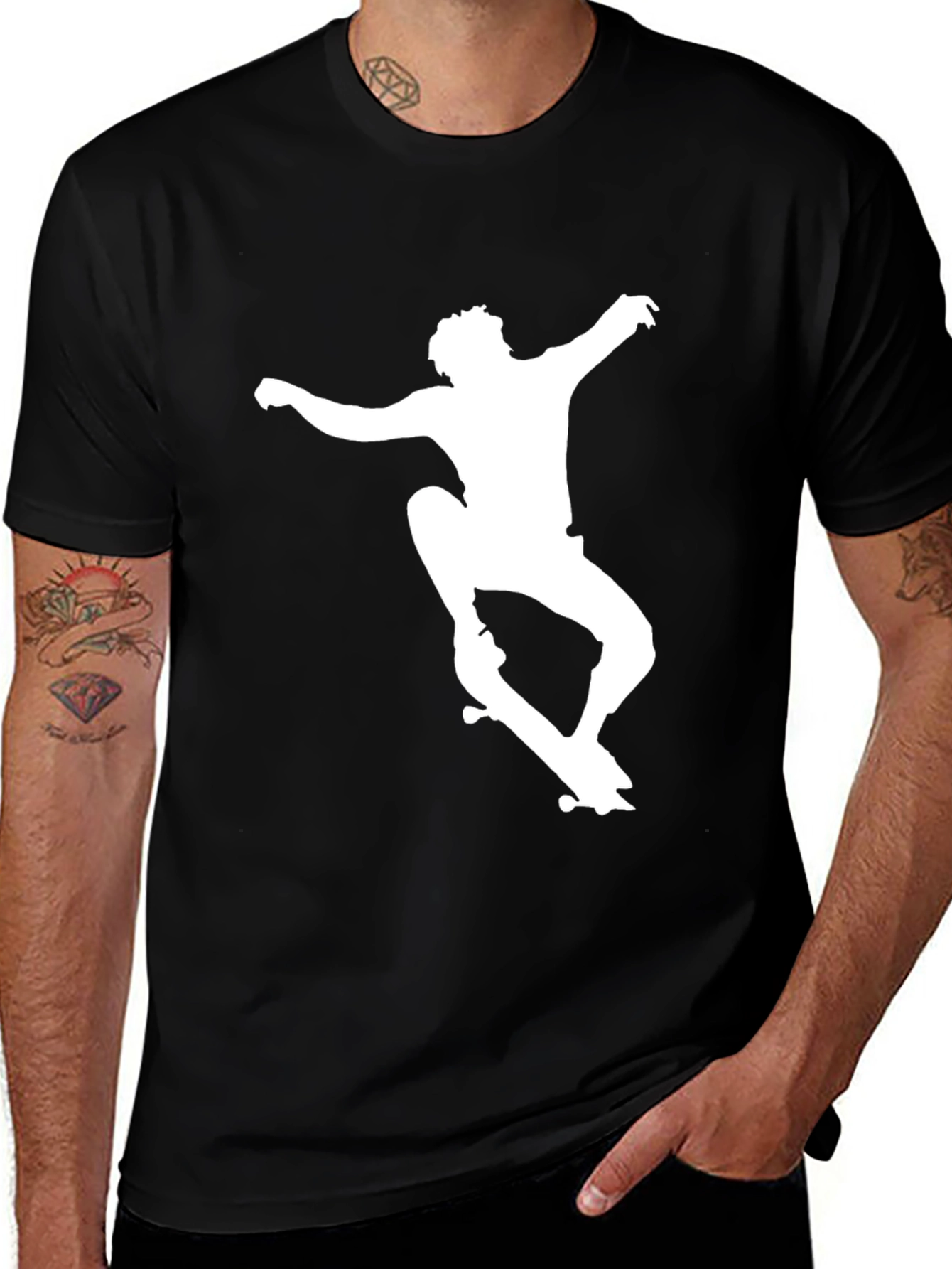 Skateboarder Graphic Tee - Black Casual Shirt