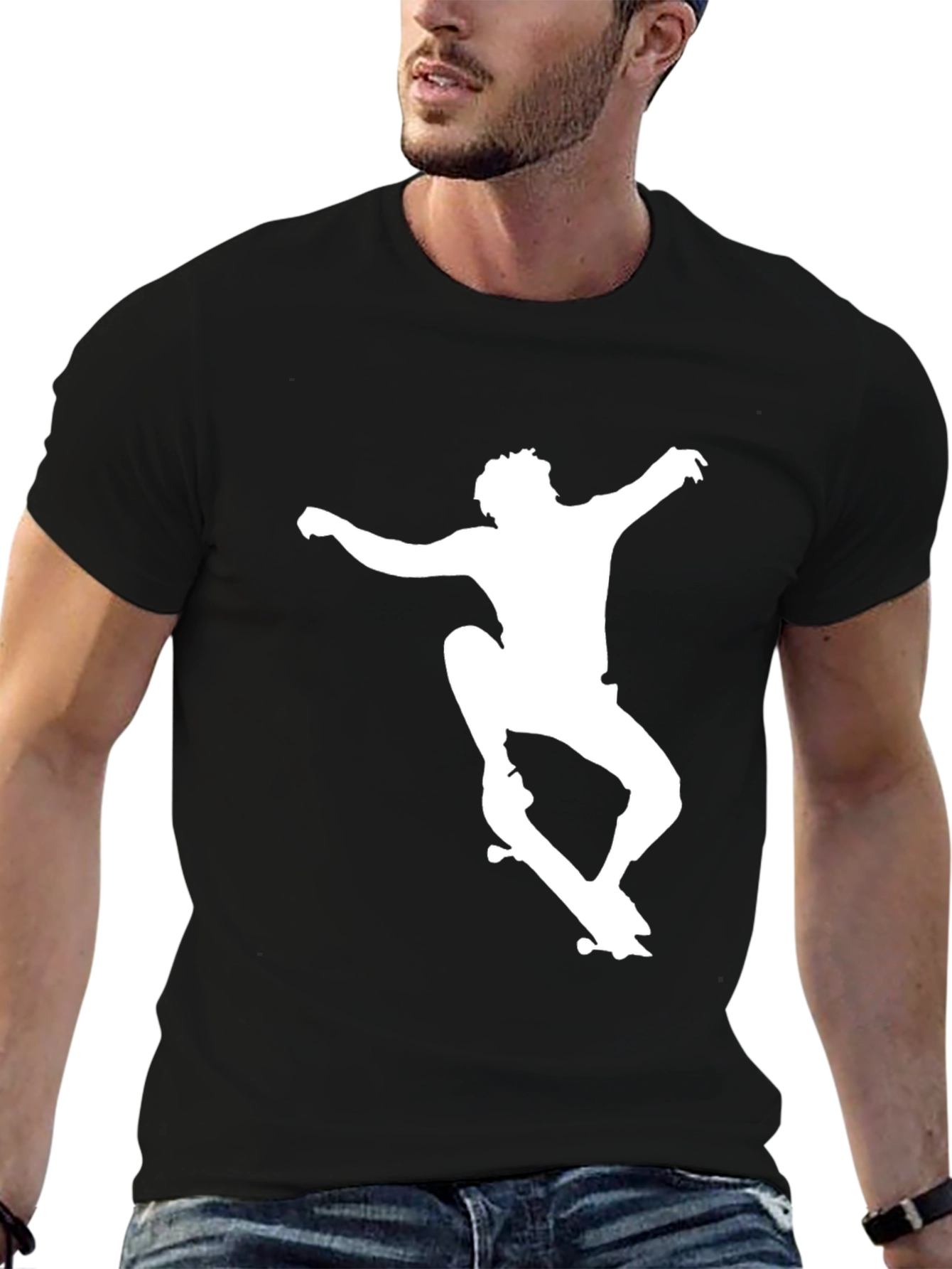 Skateboarder Graphic Tee - Black Casual Shirt
