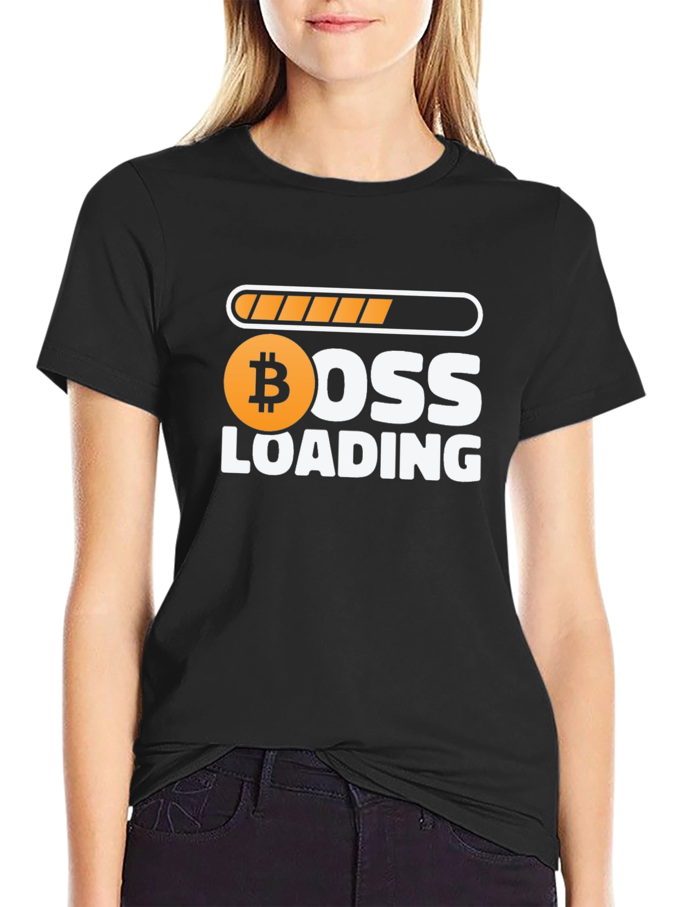Boss Loading Bitcoin Crypto Black T-Shirt