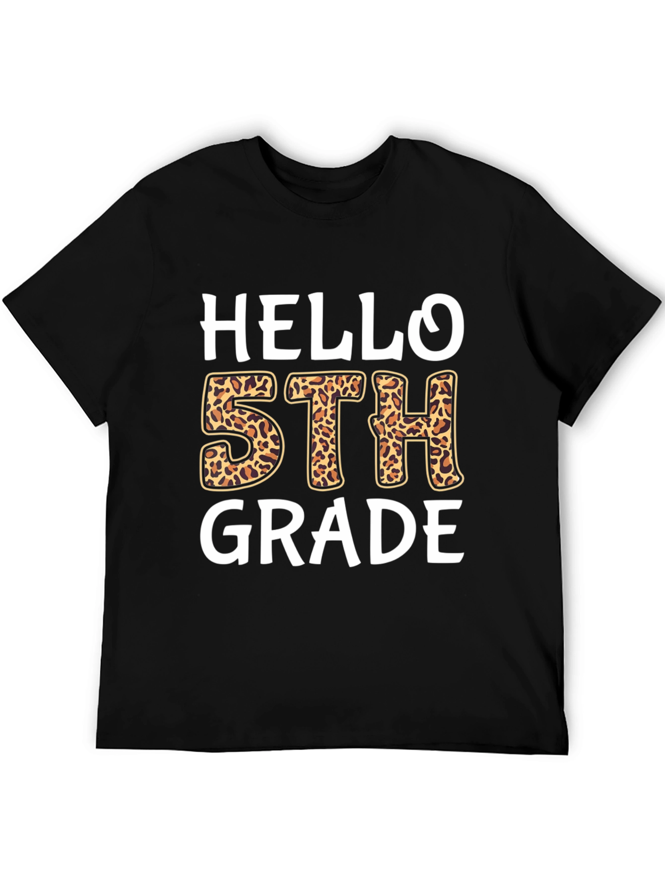 Hello 5th Grade Leopard Print T-Shirt