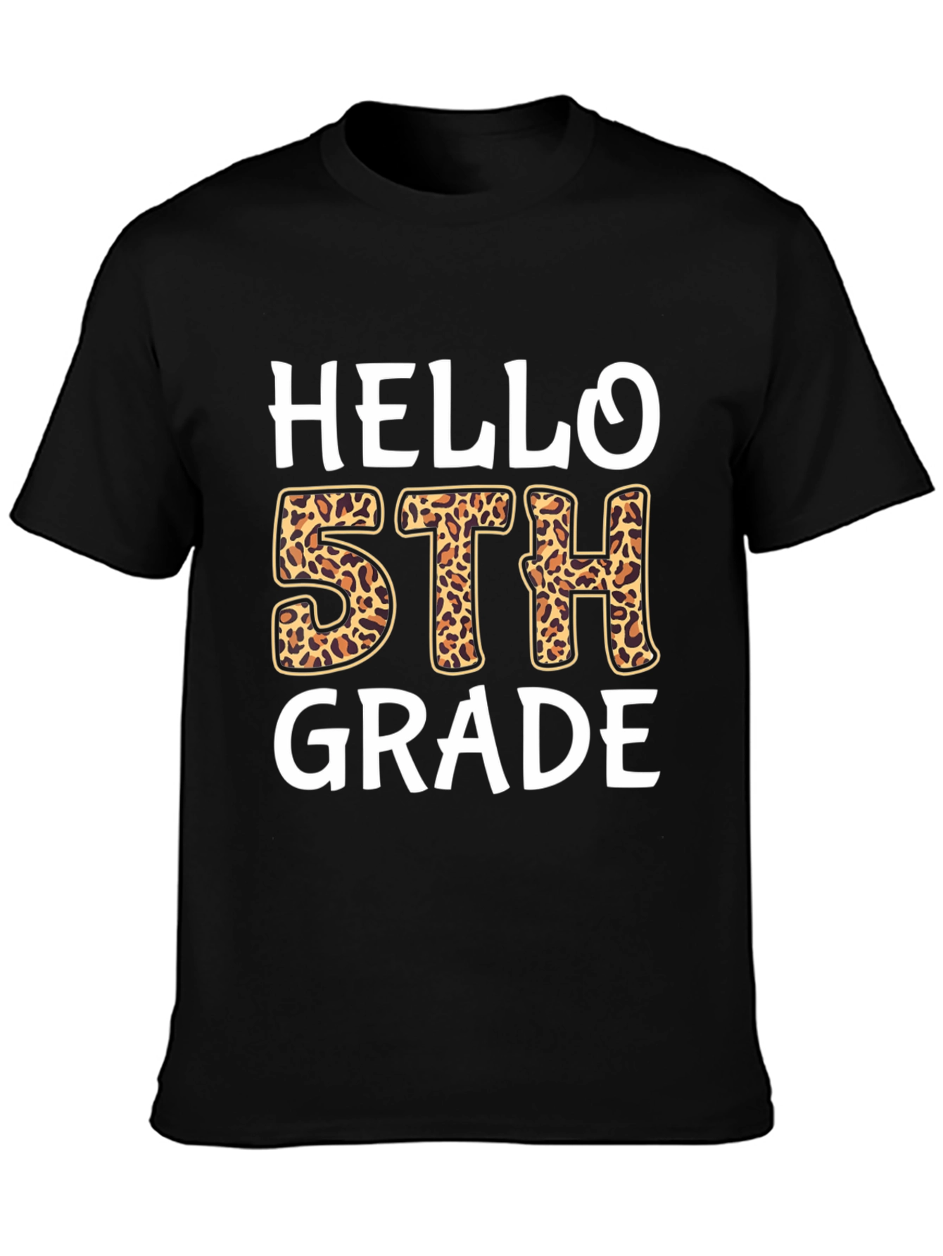 Hello 5th Grade Leopard Print T-Shirt